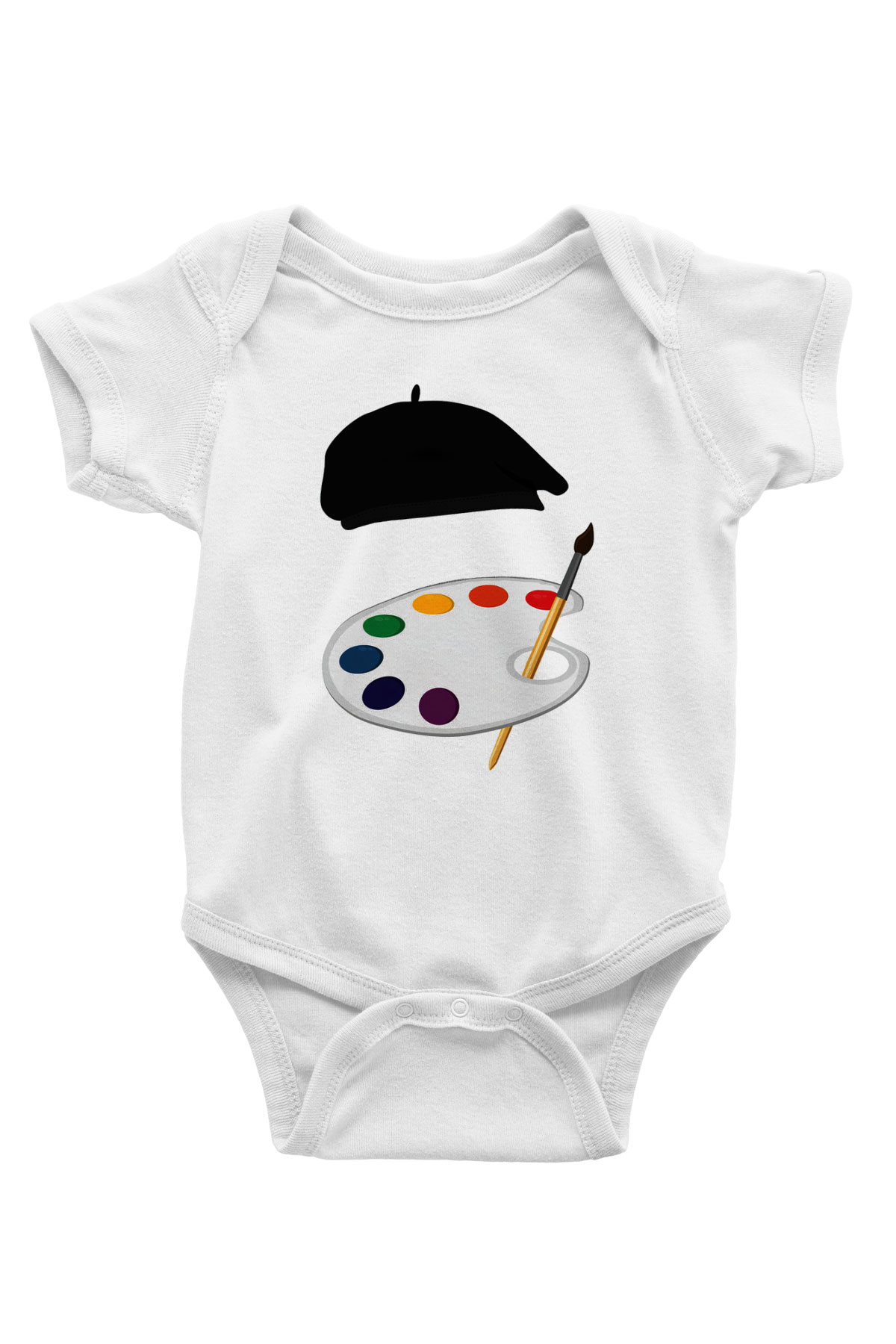 Ressam Baskılı Beyaz Unisex Bebek Body - Zıbın