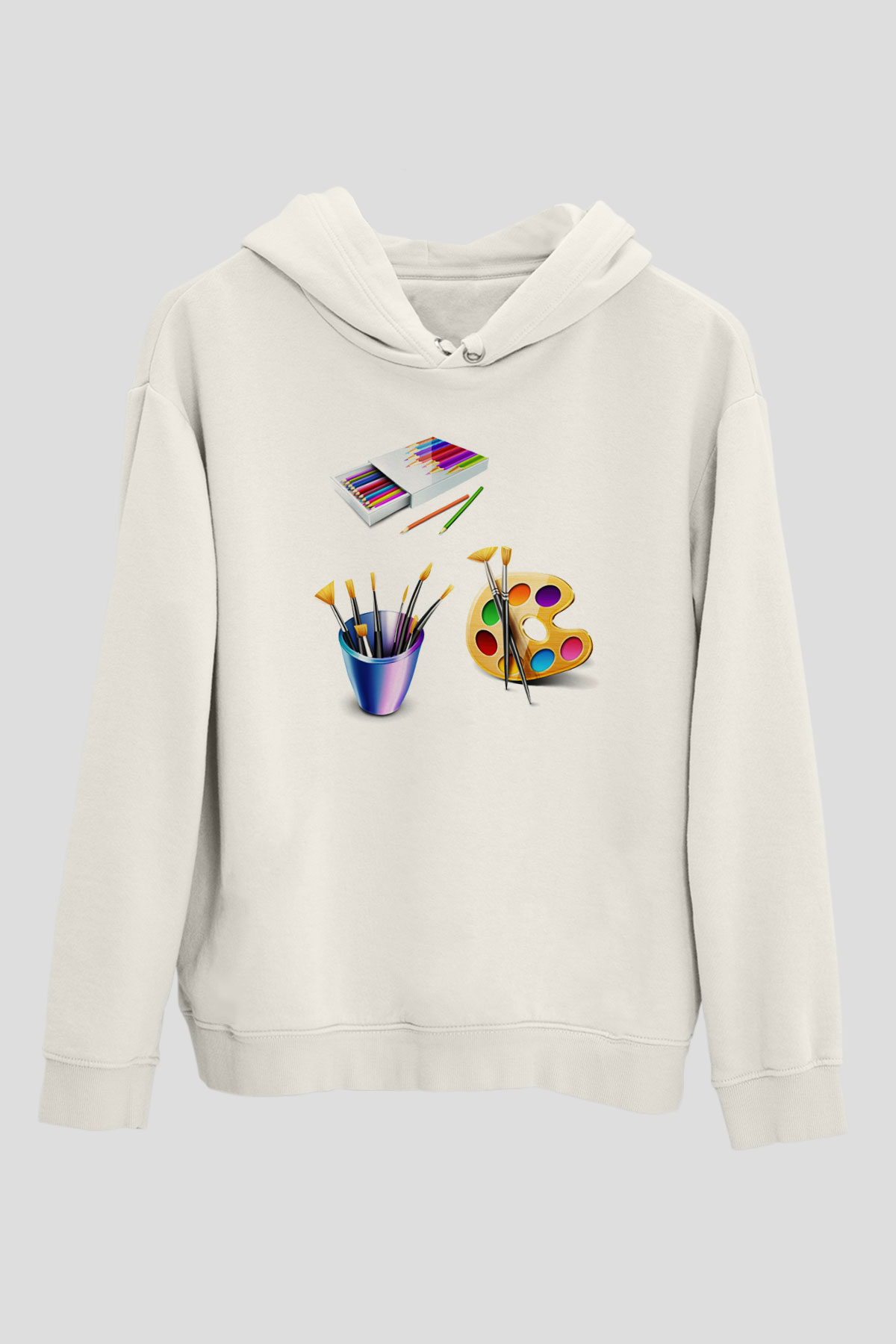 Ressam Beyaz Unisex Hoodie