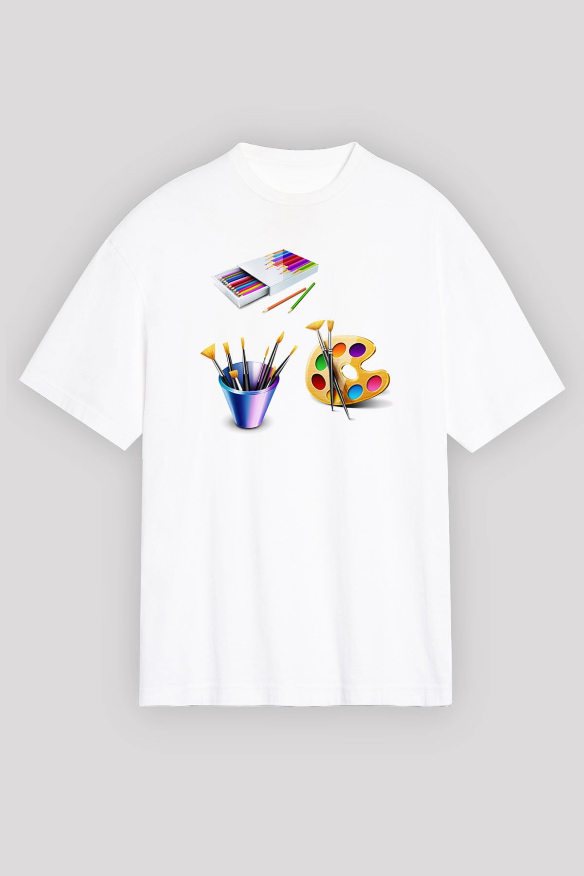 Ressam Beyaz Unisex Oversize Tişört T-Shirt