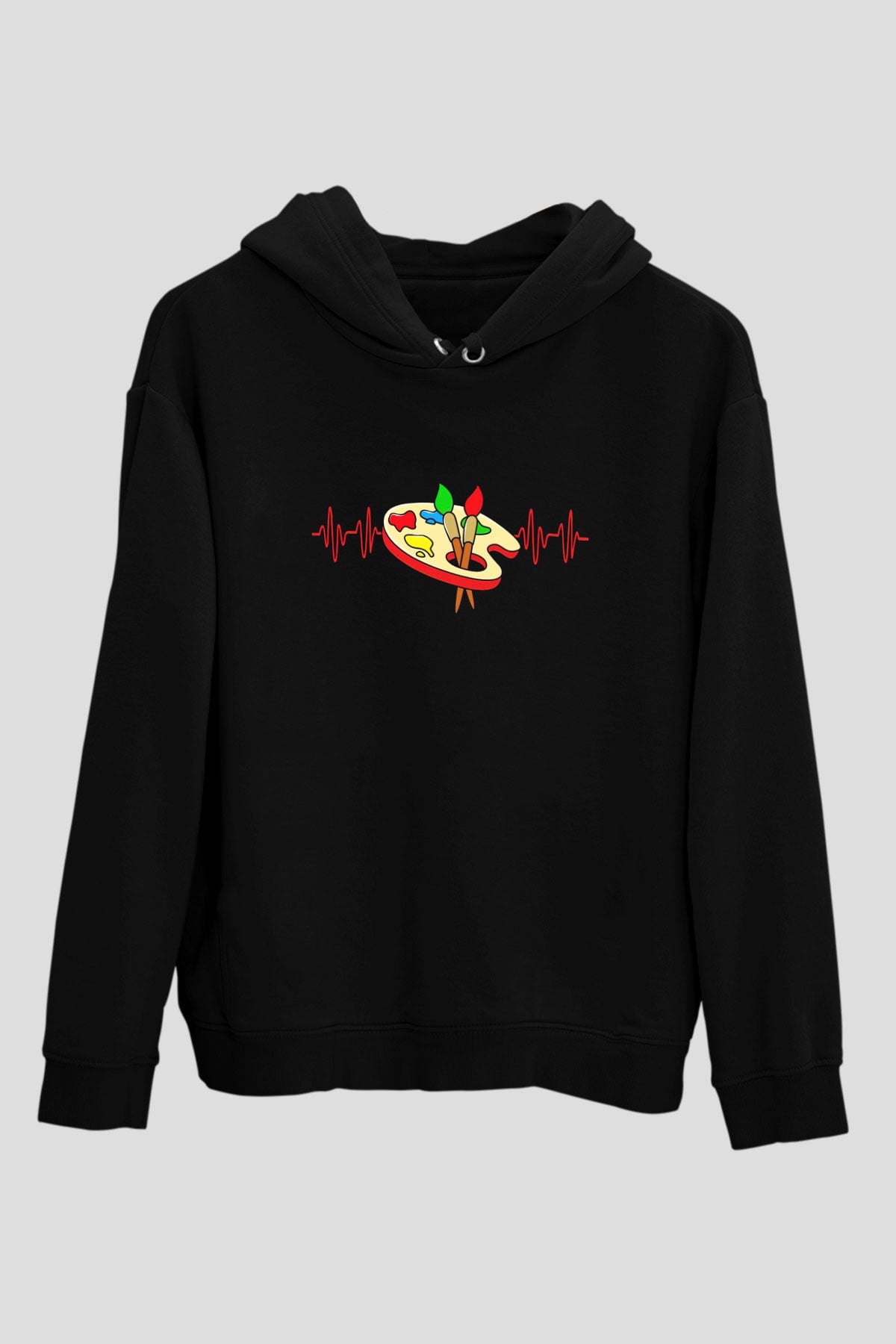 Ressam Siyah Unisex Kapüşonlu Sweatshirt