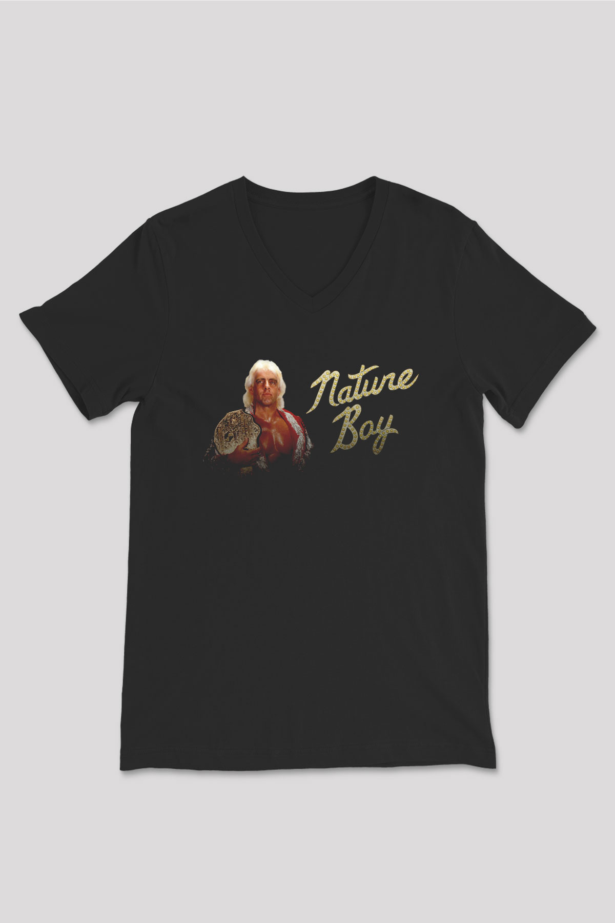 Ric Flair Siyah Unisex  V Yaka Tişört