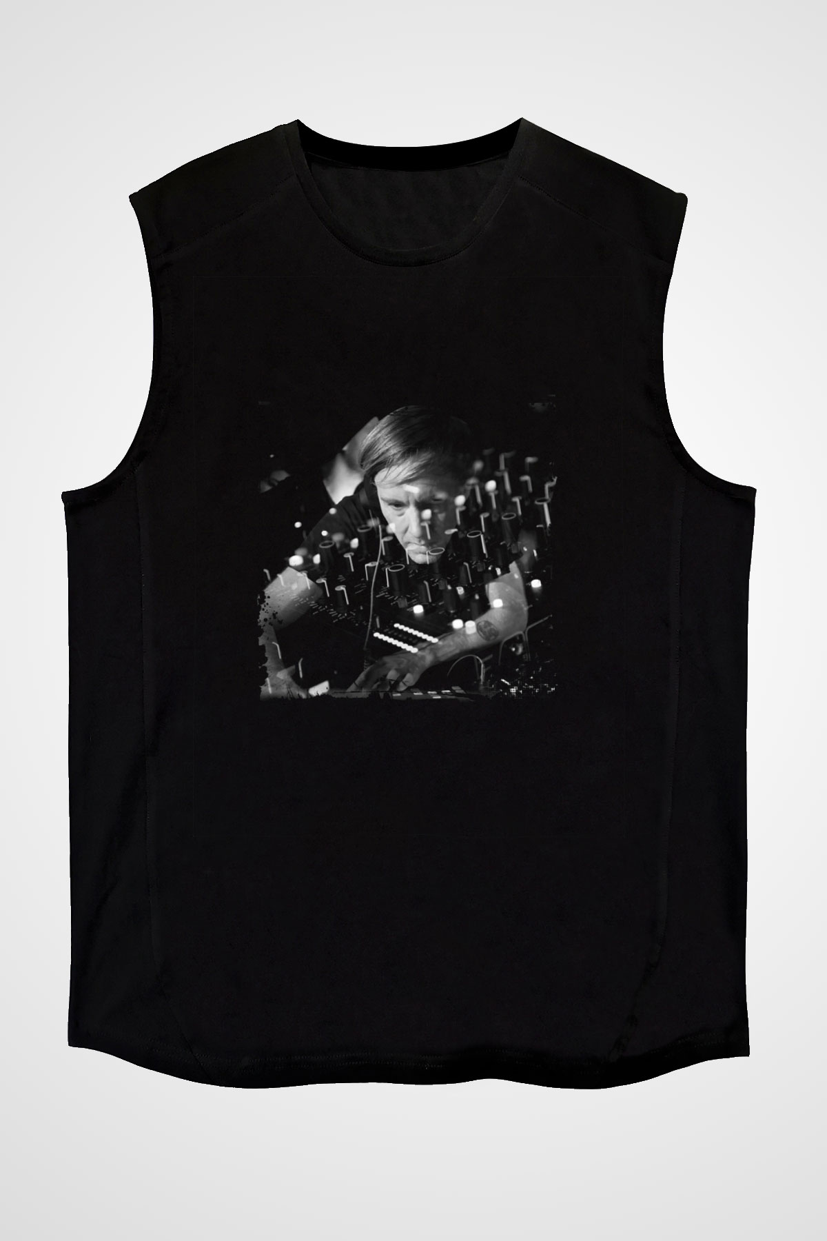 Richie Hawtin Baskılı Unisex Siyah Kolsuz Tişört