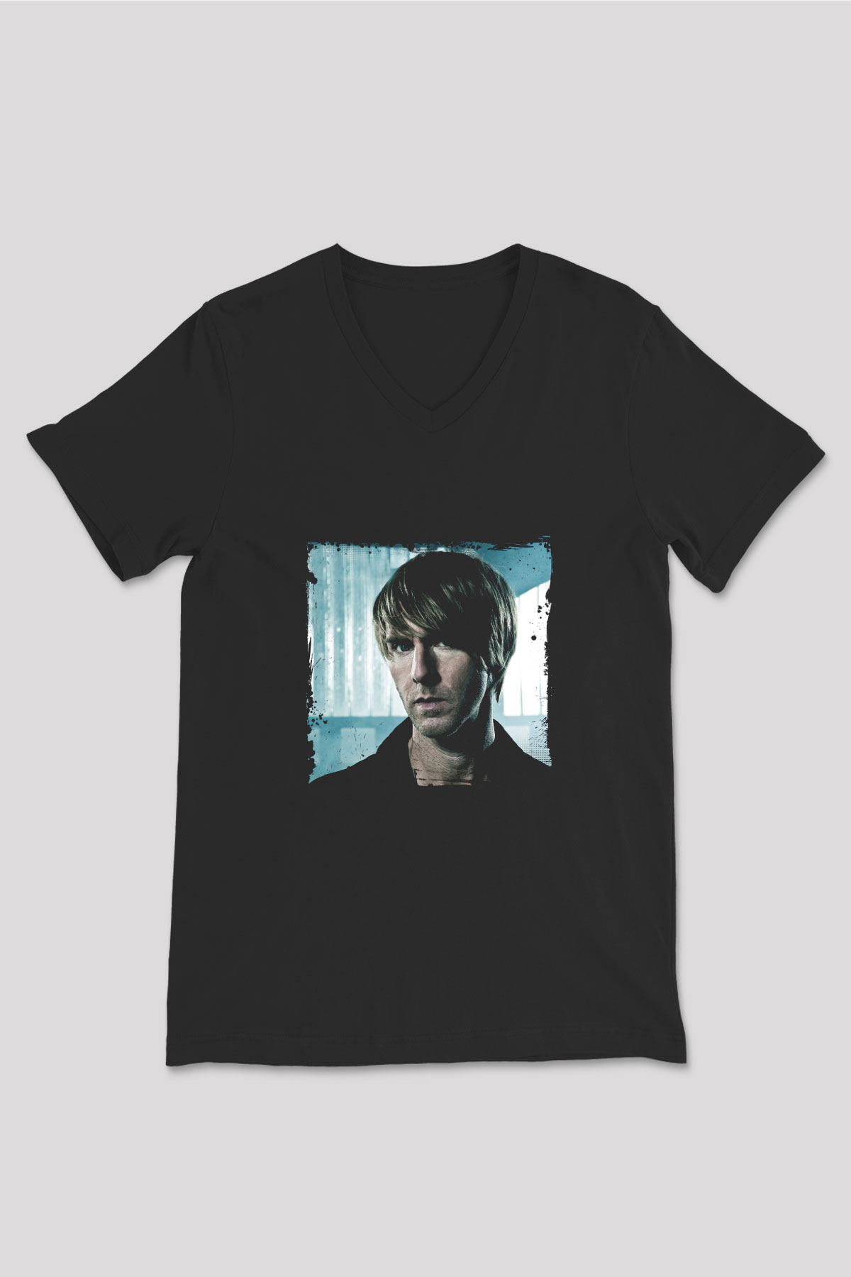 Richie Hawtin Baskılı Unisex Siyah V Yaka Tişört