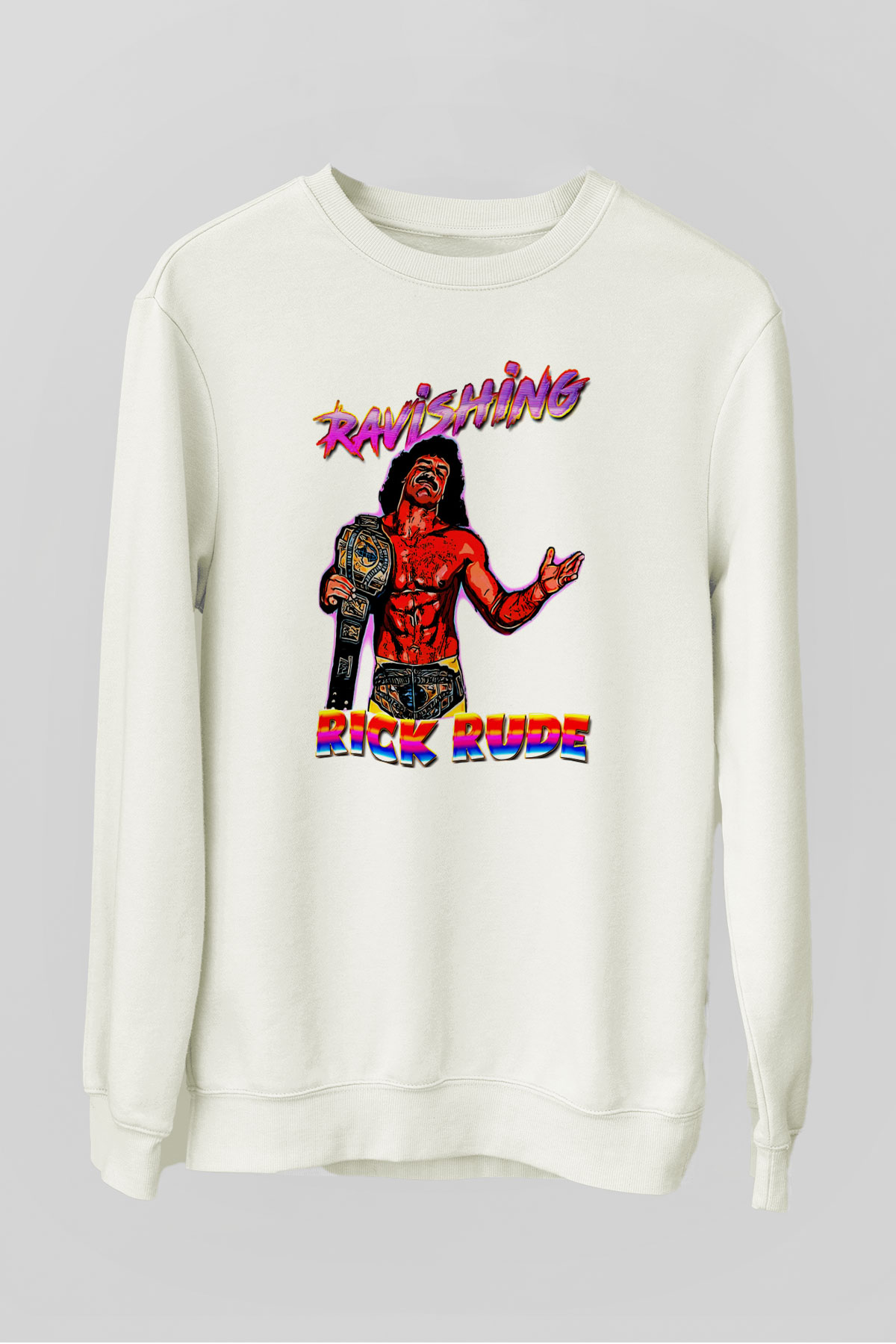 Rick Rude Beyaz Unisex  Sweatshirt