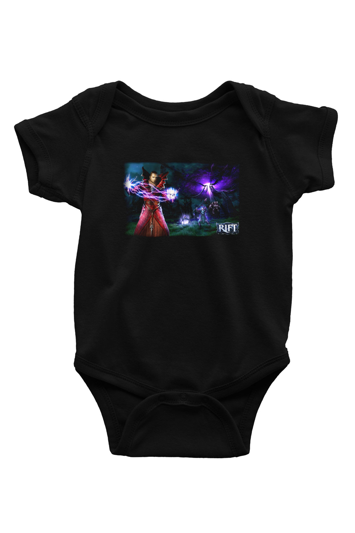 Rift Baskılı Siyah Bebek Body - Zıbın