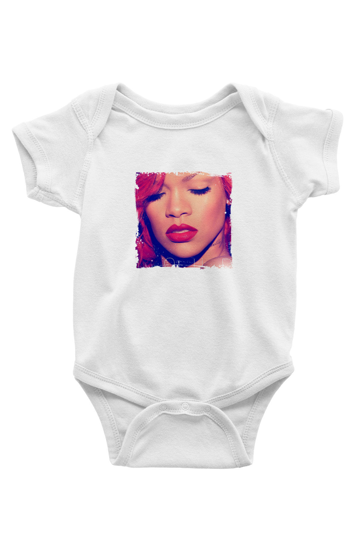 Rihanna Baskılı Unisex Beyaz Bebek Body - Zıbın
