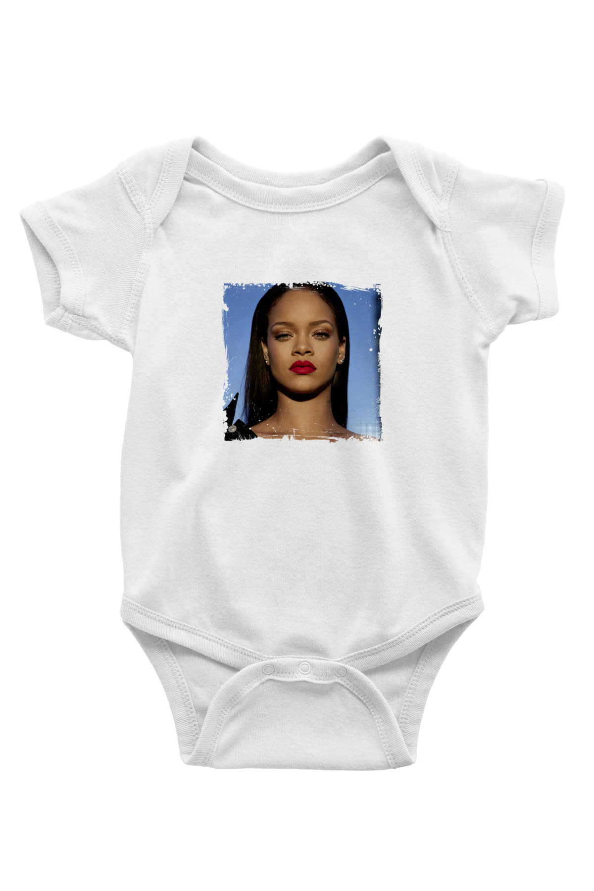Rihanna Baskılı Unisex Beyaz Bebek Body - Zıbın