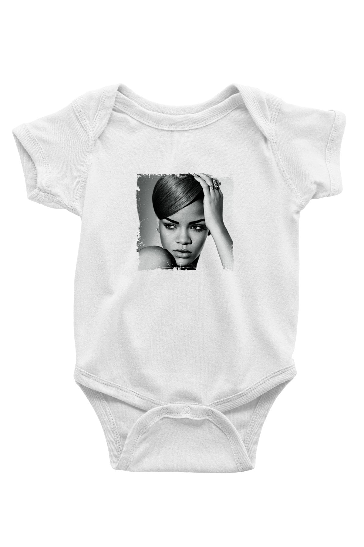 Rihanna Baskılı Unisex Beyaz Bebek Body - Zıbın