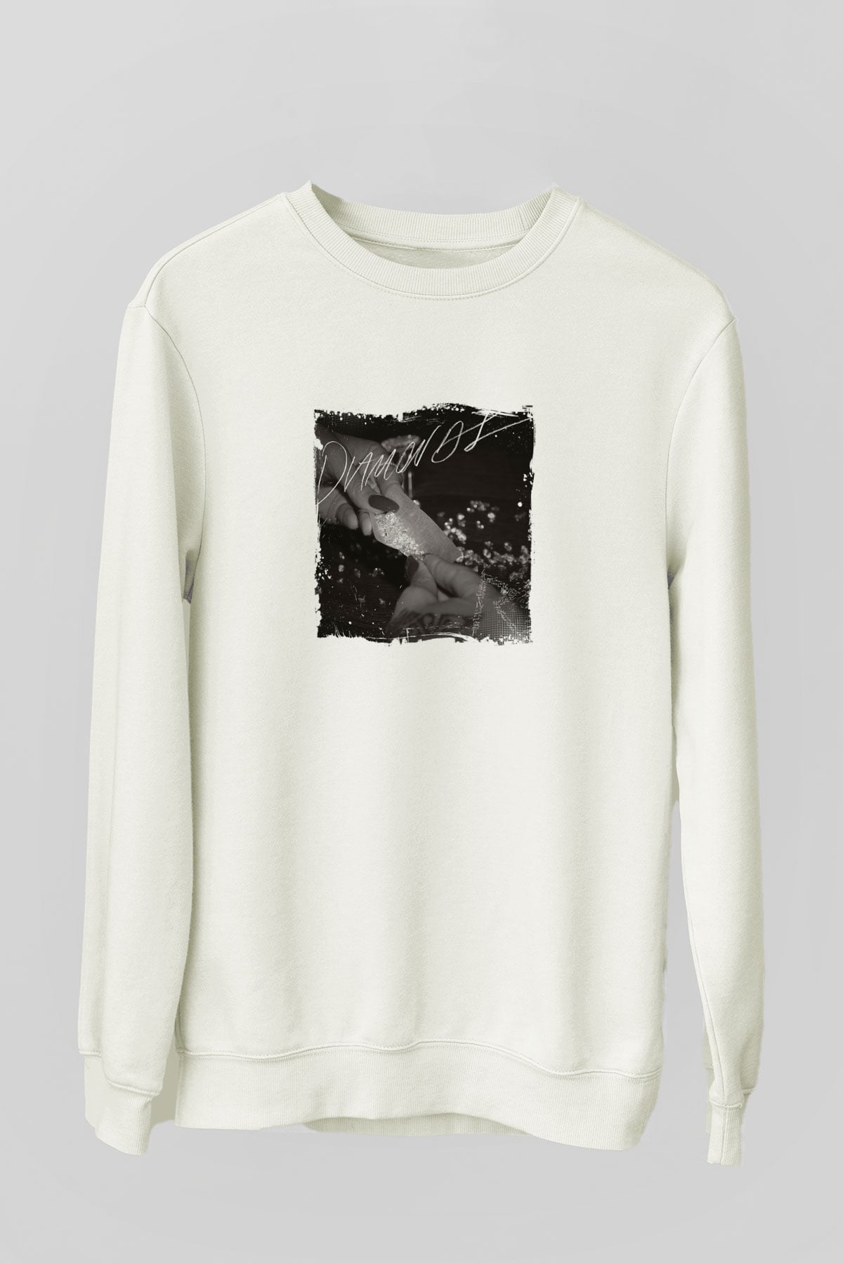 Rihanna Baskılı Unisex Beyaz Sweatshirt