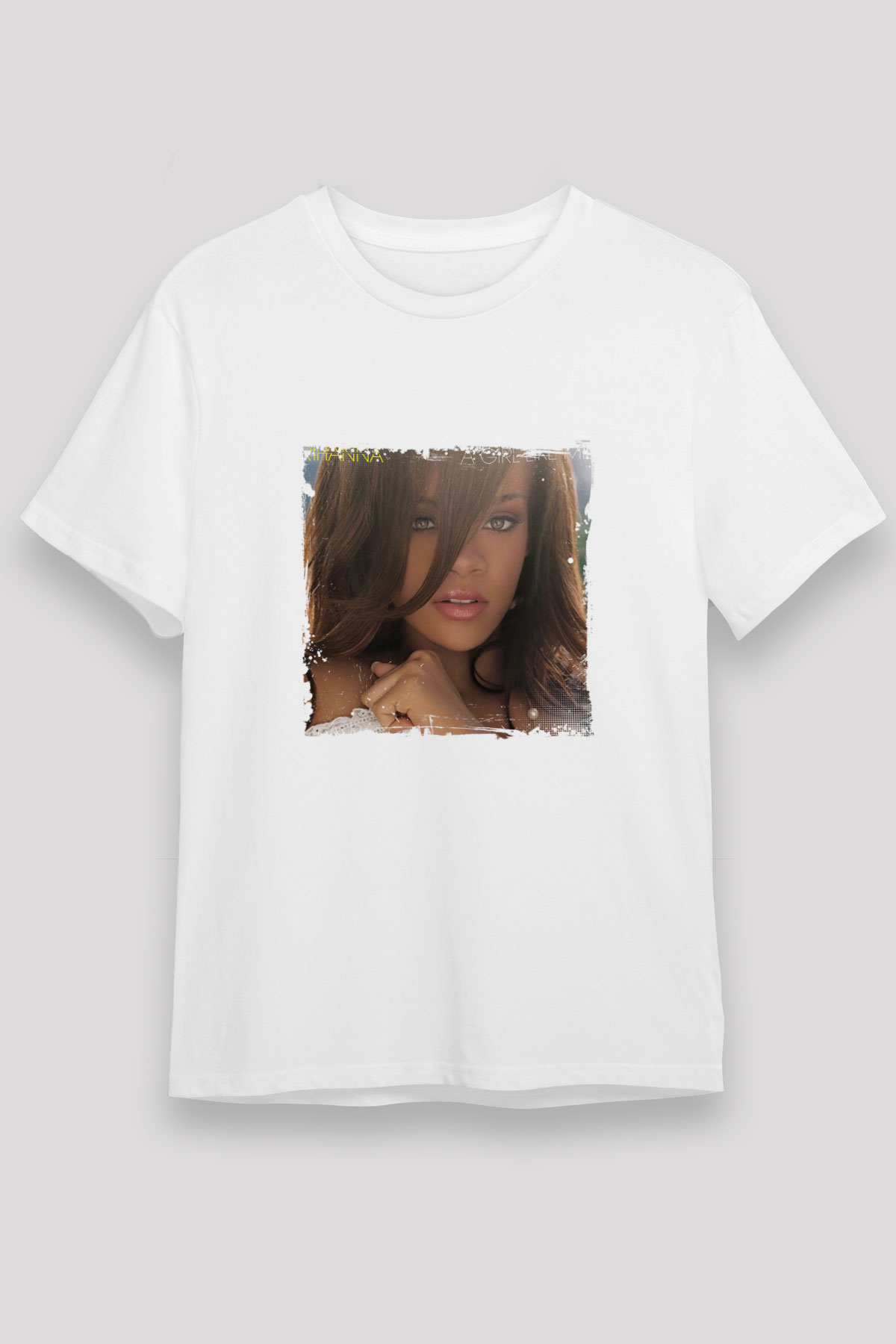 Rihanna Baskılı Unisex Beyaz Tişört