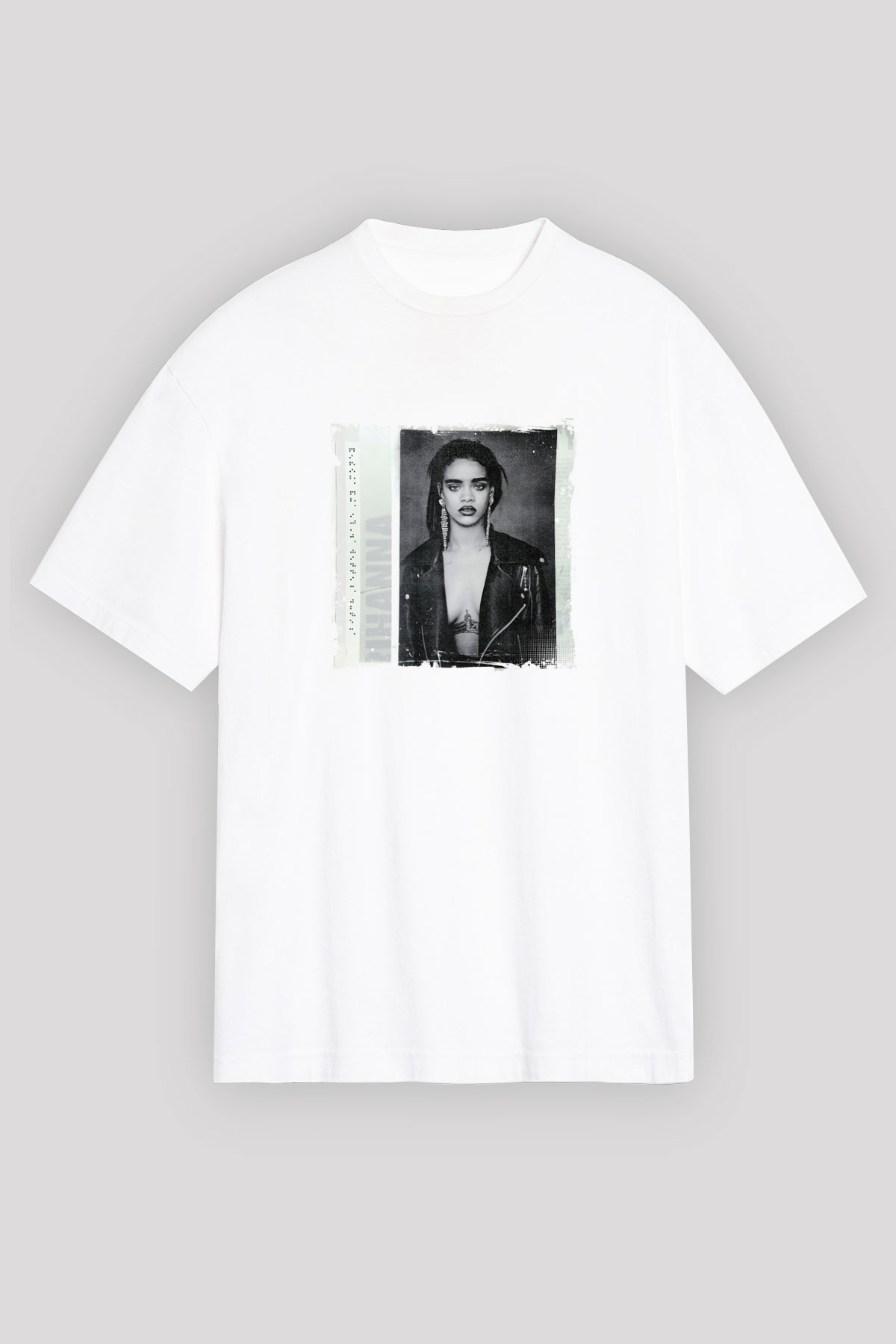 Rihanna Baskılı Unisex Beyaz Tişört