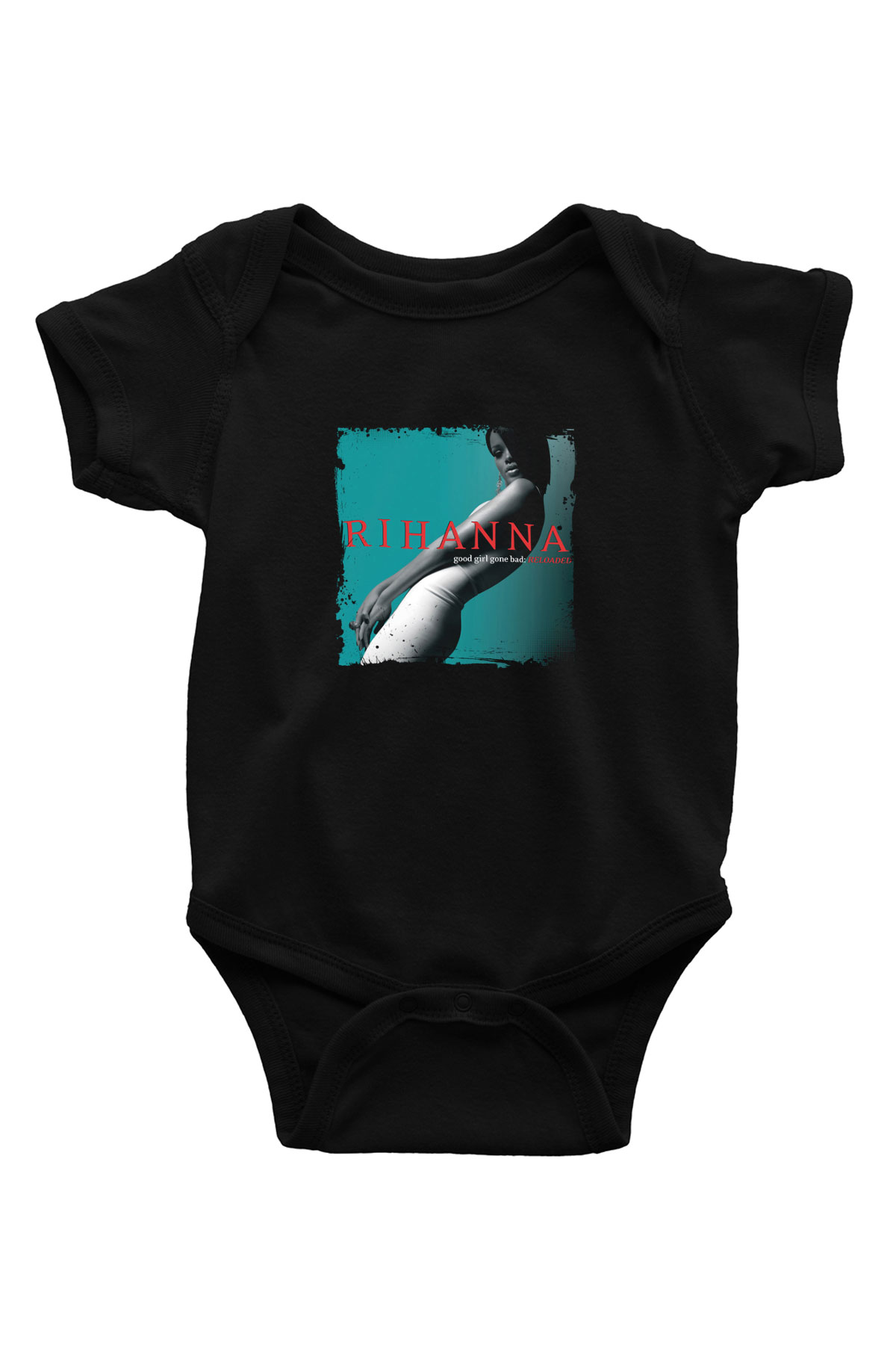 Rihanna Baskılı Unisex Siyah Bebek Body - Zıbın