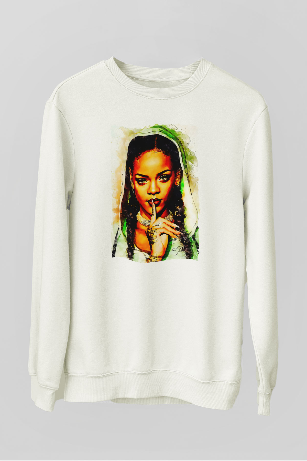 Rihanna Beyaz Unisex Sweatshirt