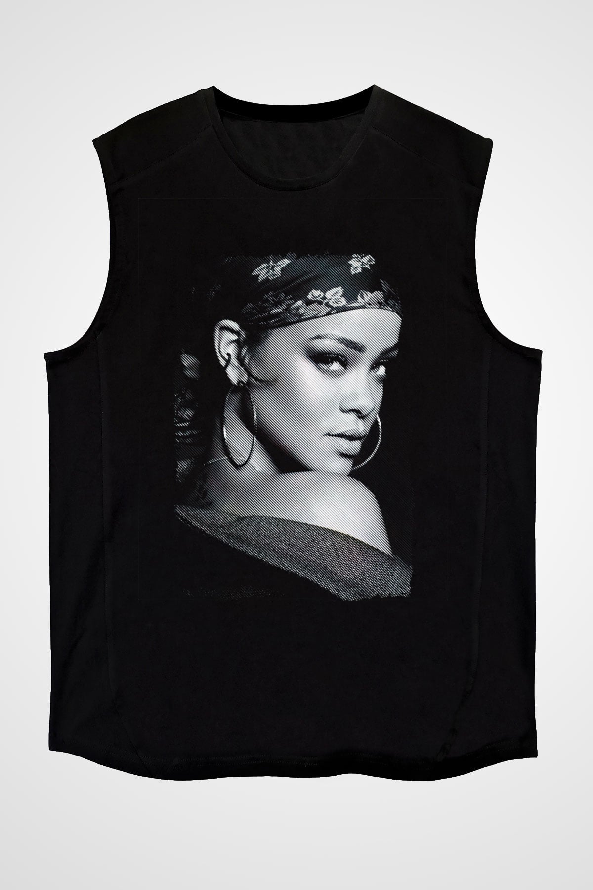 Rihanna Siyah Unisex Kolsuz Tişört