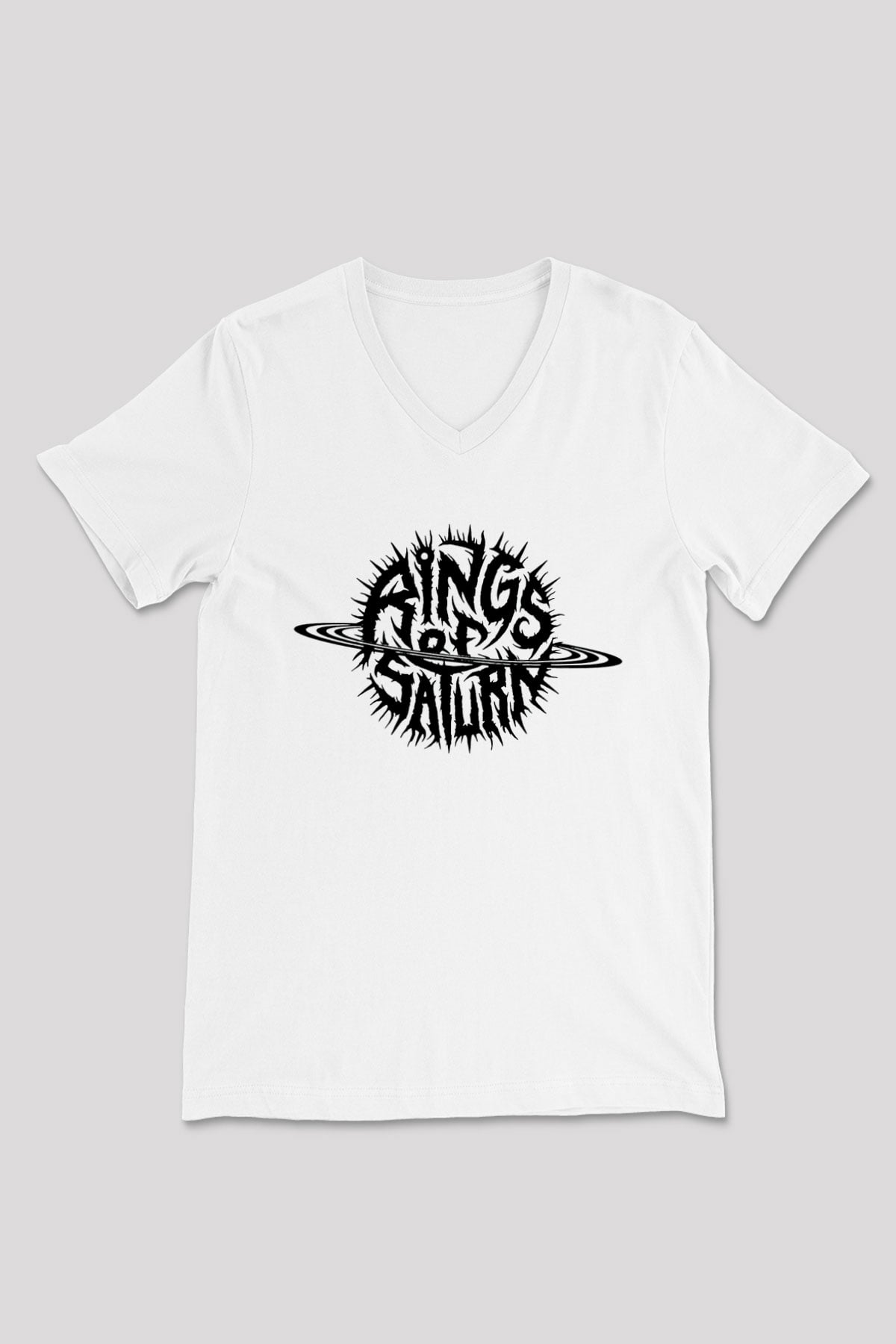 Rings of Saturn Beyaz Unisex V Yaka Tişört T-Shirt