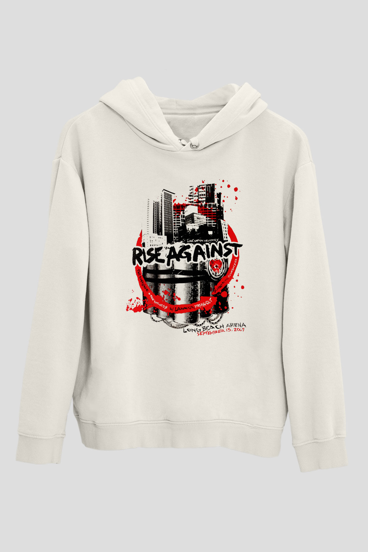 Rise Against Beyaz Unisex Kapşonlu Sweatshirt