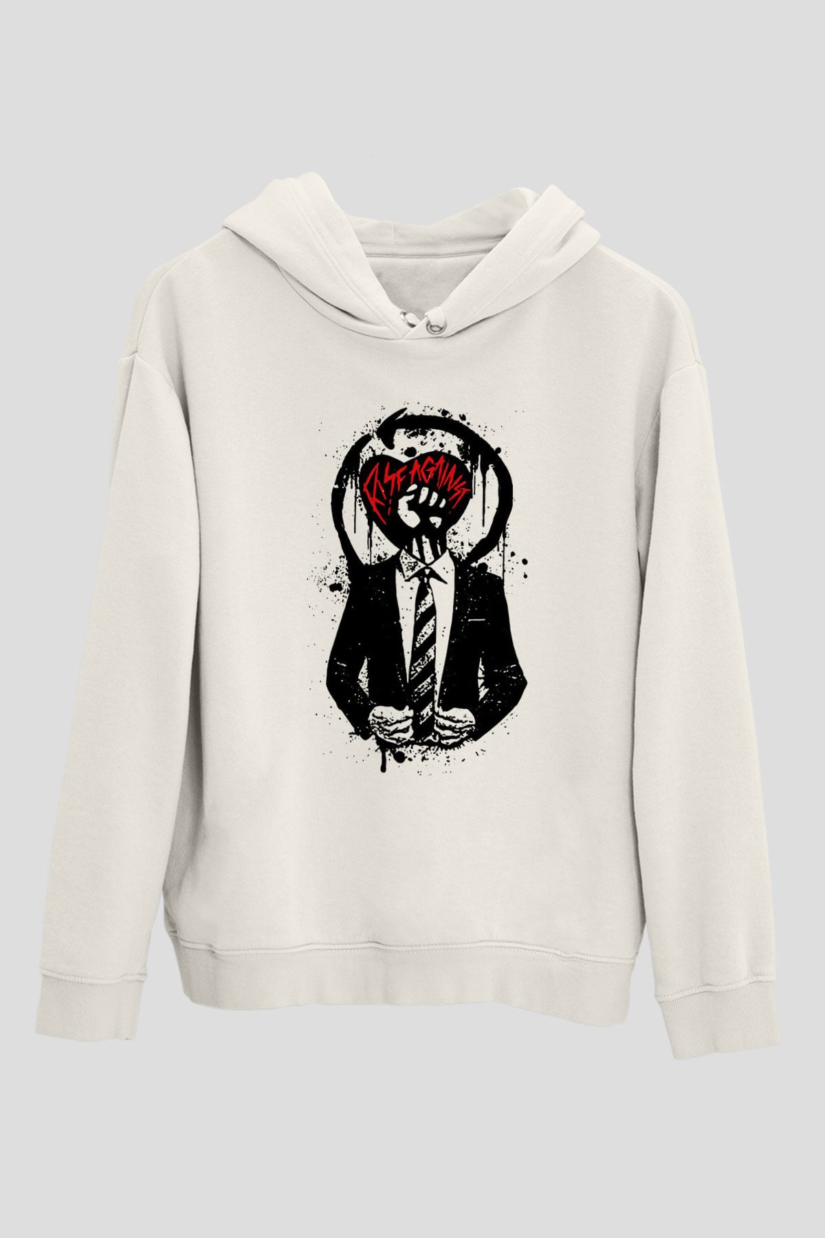 Rise Against Beyaz Unisex Kapşonlu Sweatshirt