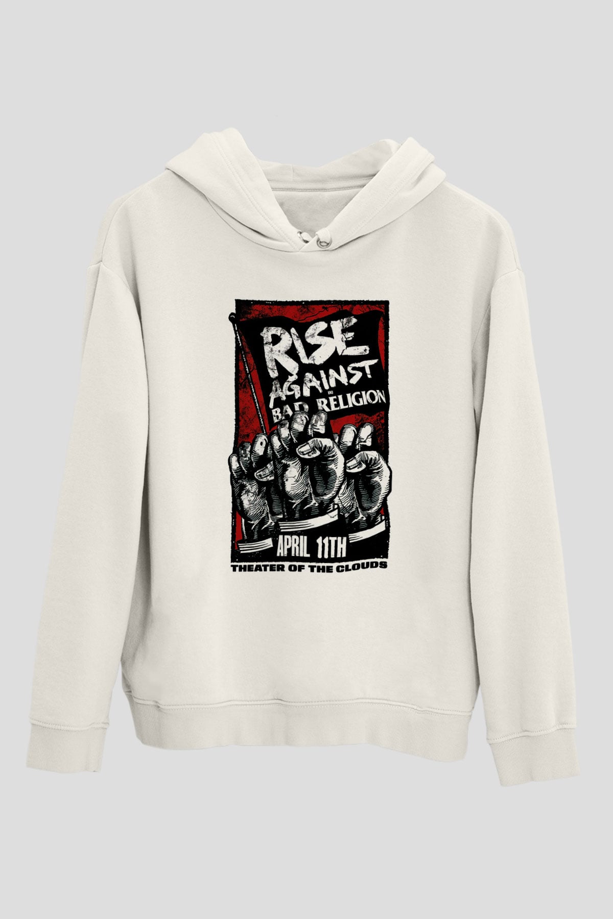 Rise Against Beyaz Unisex Kapşonlu Sweatshirt