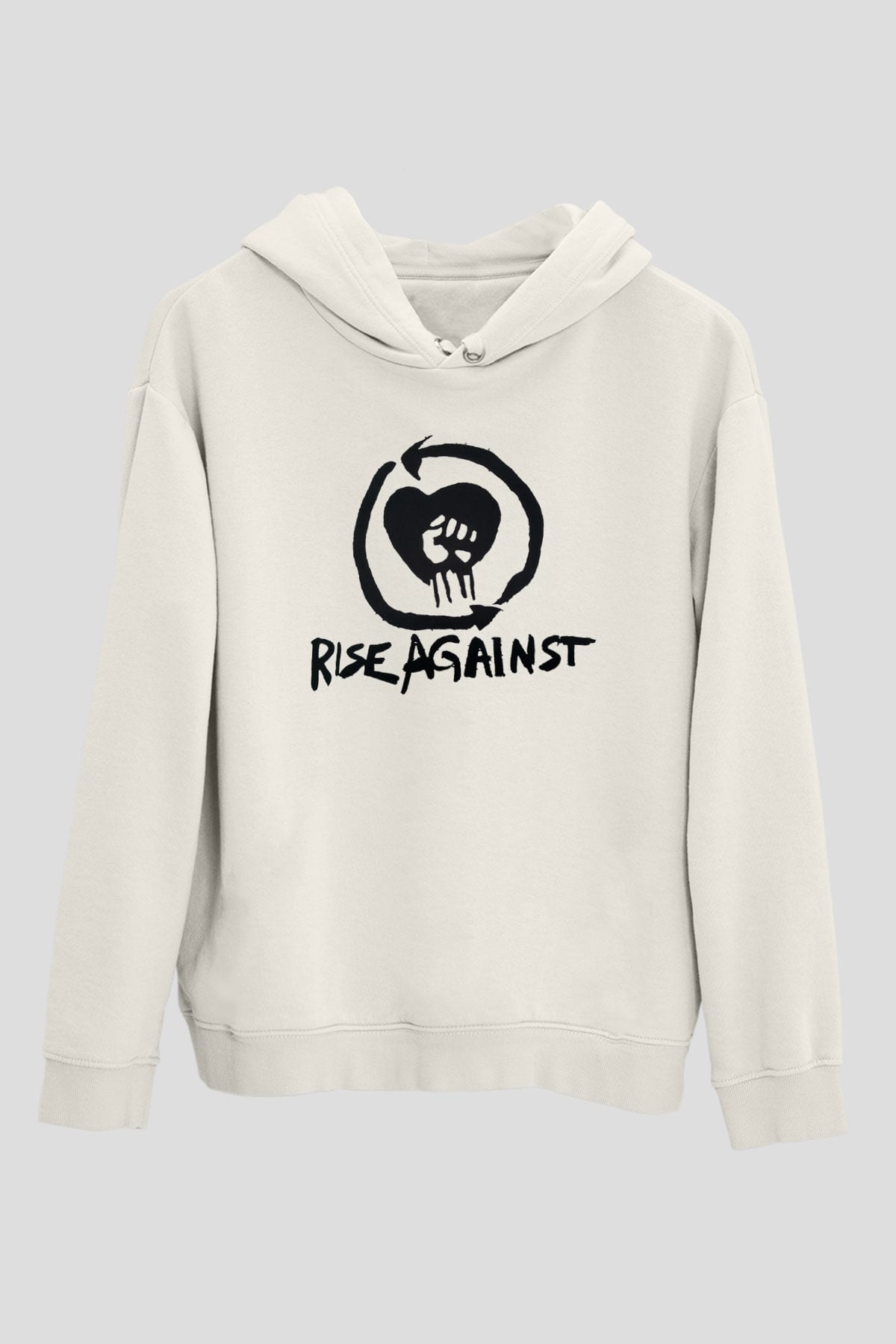 Rise Against Beyaz Unisex Kapüşonlu Sweatshirt