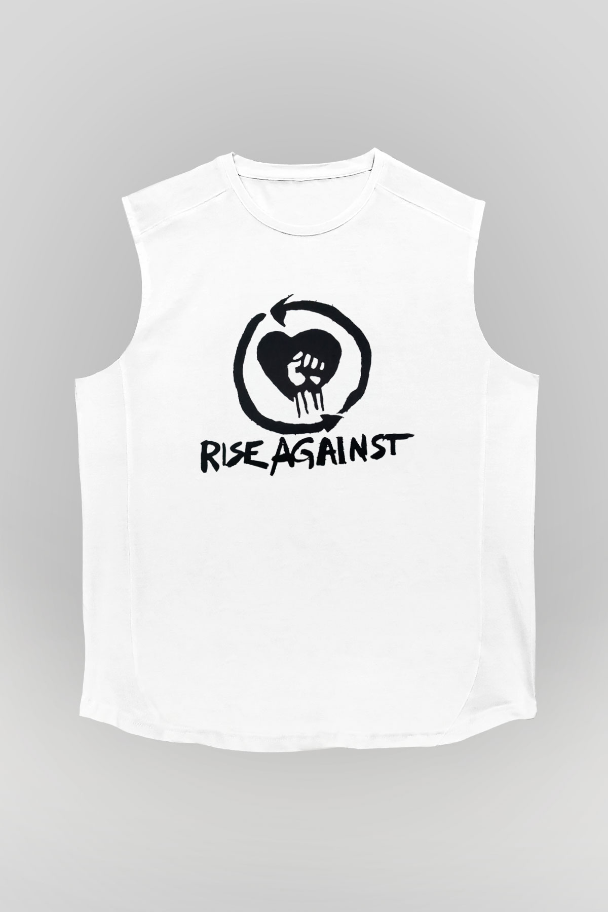Rise Against Beyaz Unisex Kolsuz Tişört