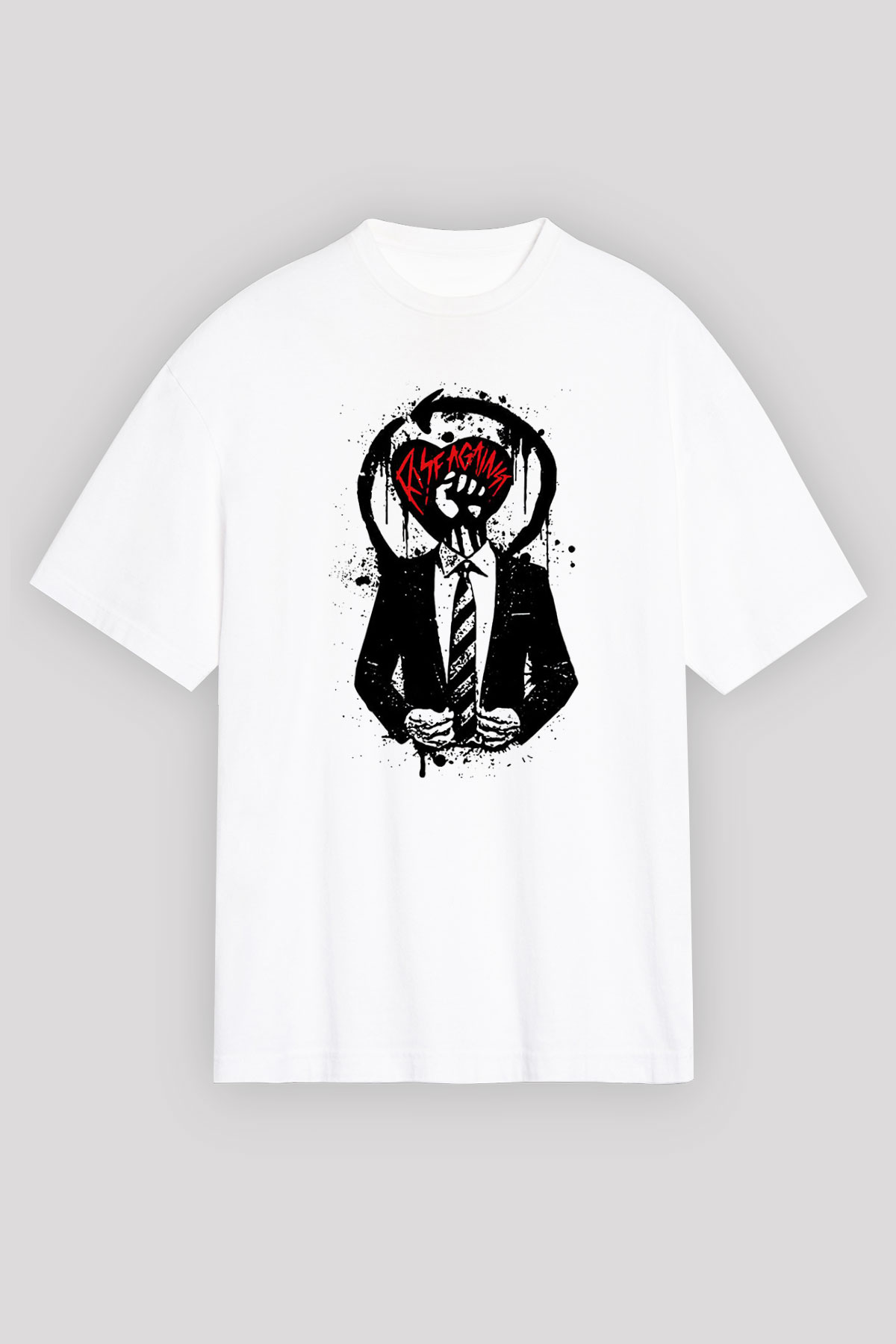 Rise Against Beyaz Unisex Oversize Tişört T-Shirt