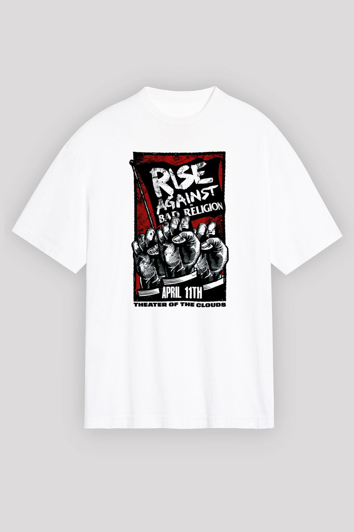 Rise Against Beyaz Unisex Oversize Tişört T-Shirt