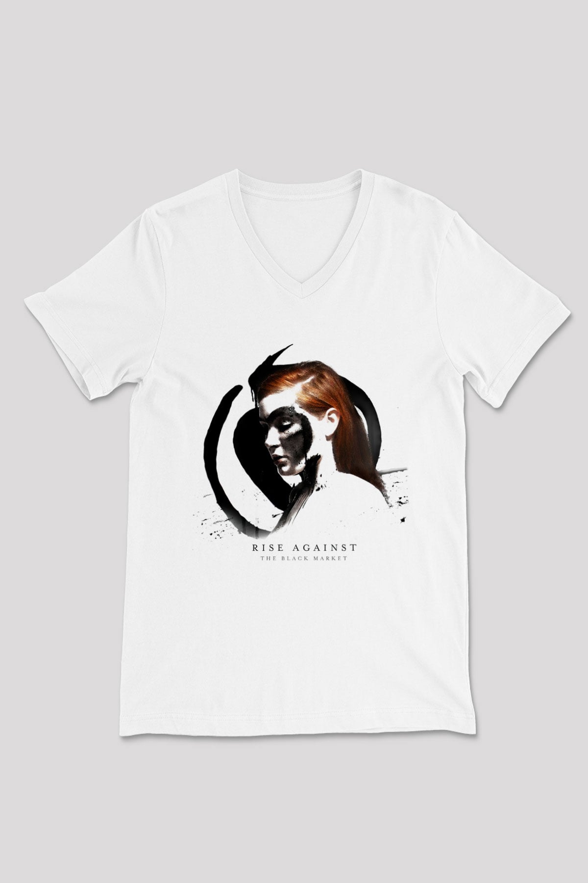 Rise Against Beyaz Unisex V Yaka Tişört T-Shirt