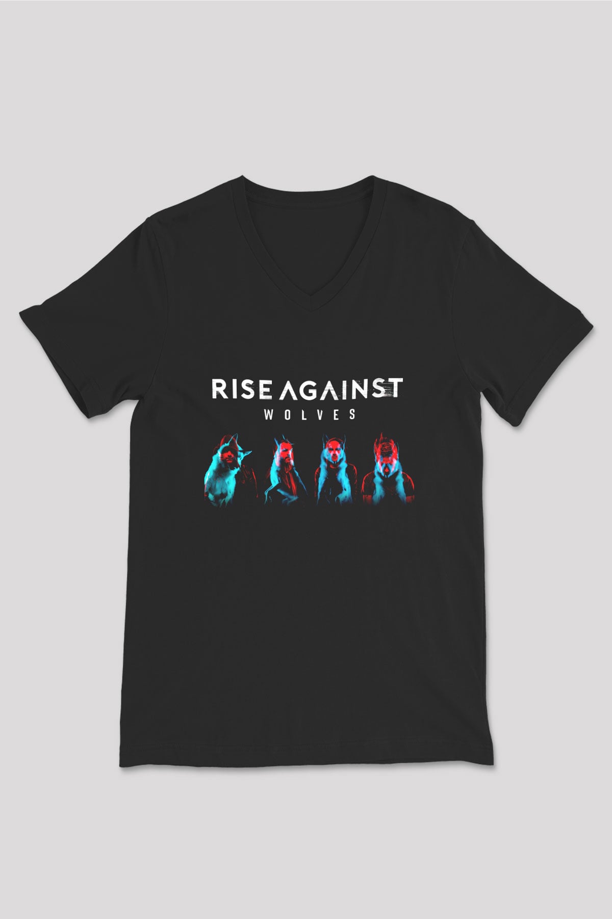 Rise Against Siyah Unisex V Yaka Tişört T-Shirt