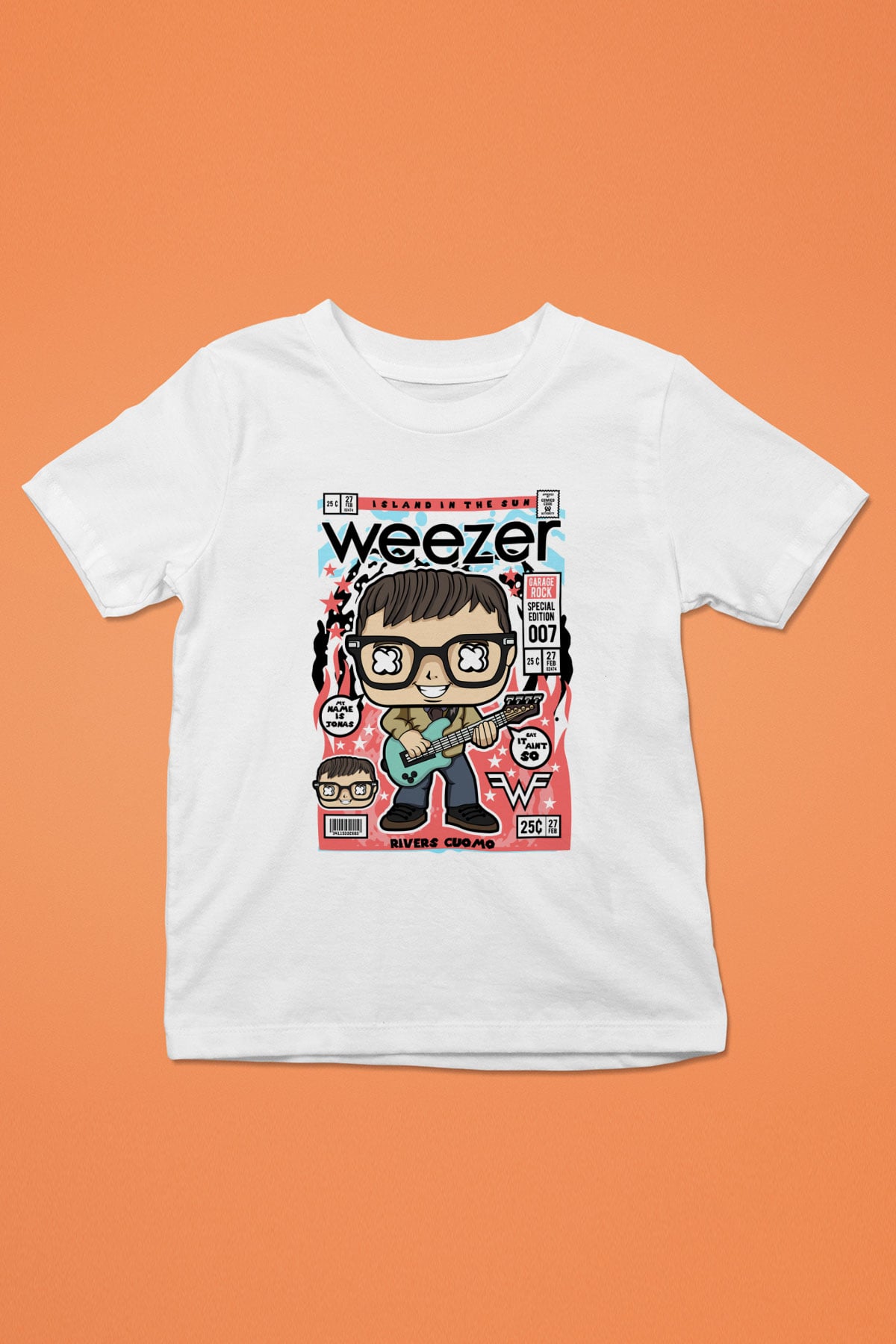 Rivers Cuomo Weezer Baskılı Unisex Beyaz Çocuk Tişört