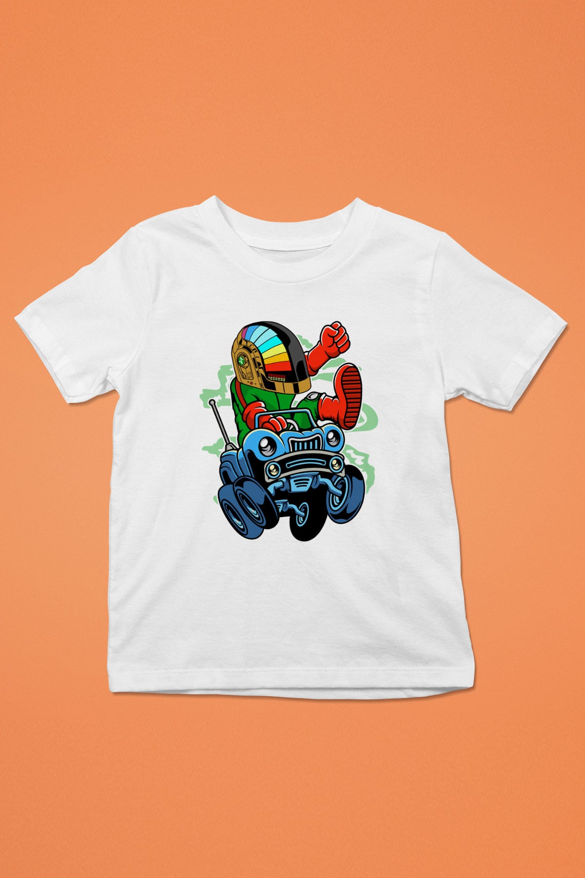 Road Daft Punk Baskılı Beyaz Unisex Çocuk Tişört