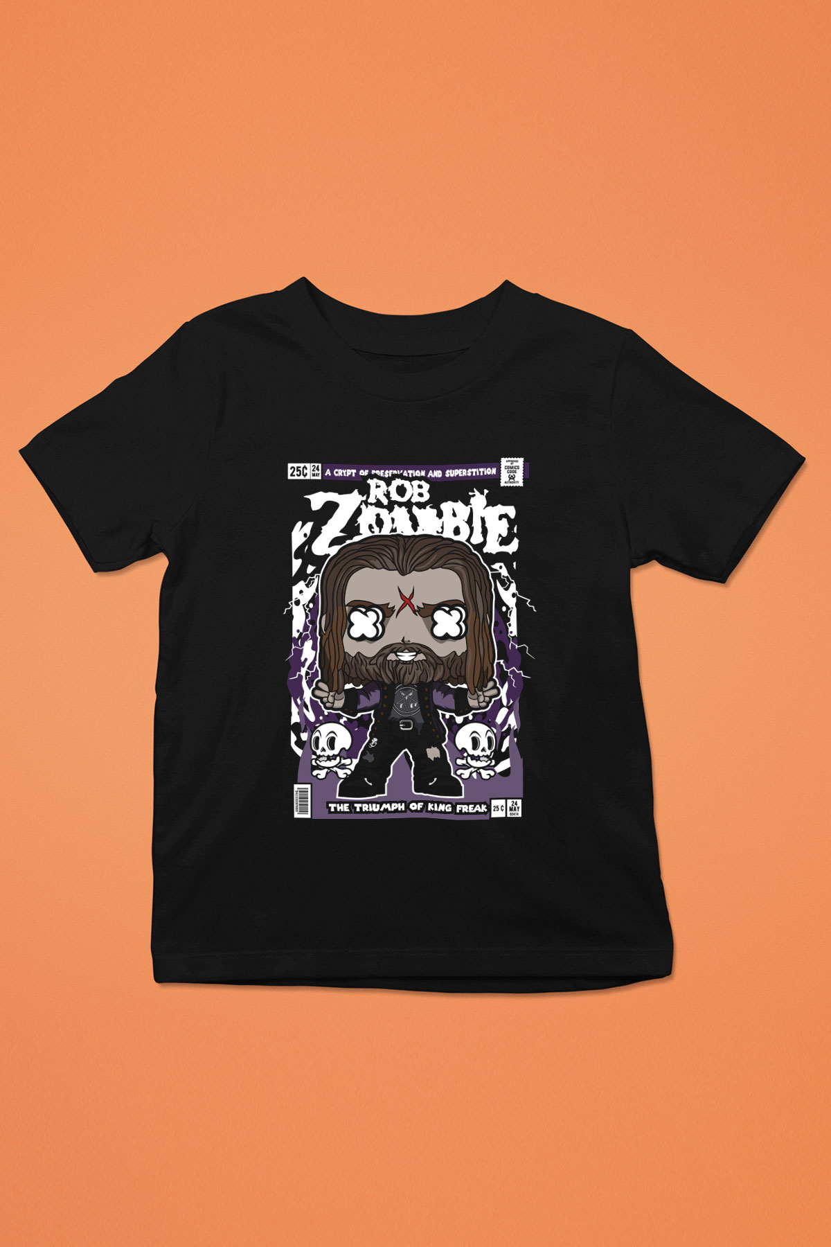 Rob Zombie Baskılı Unisex Siyah Çocuk Tişört