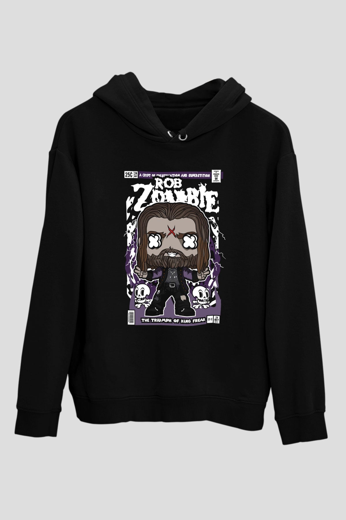 Rob Zombie Baskılı Unisex Siyah Hoodie