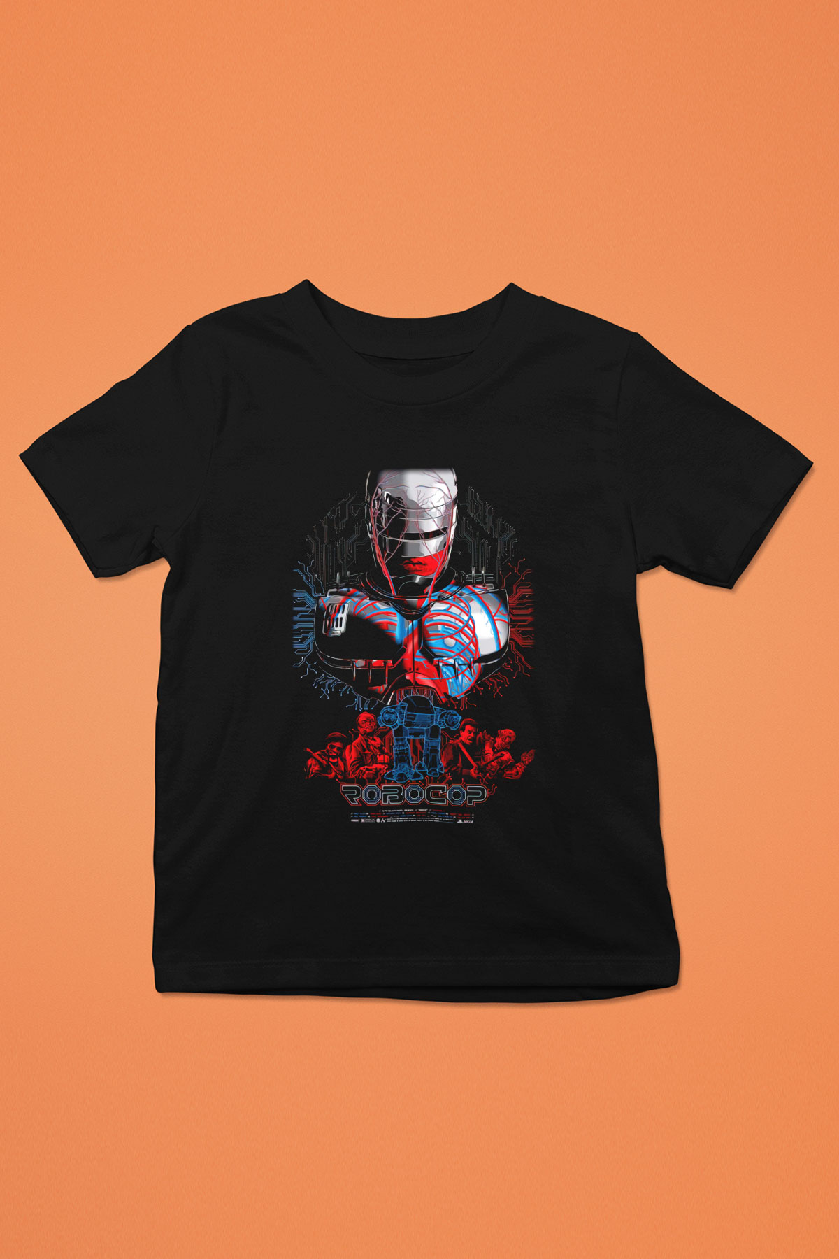 RoboCop Baskılı Siyah Unisex Çocuk Tişört
