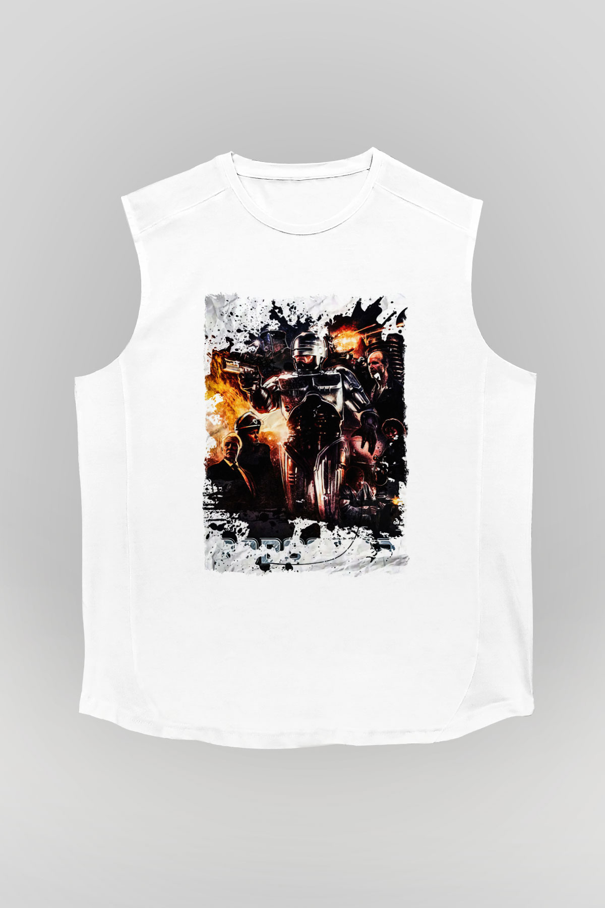 RoboCop Beyaz Unisex Kolsuz Tişört