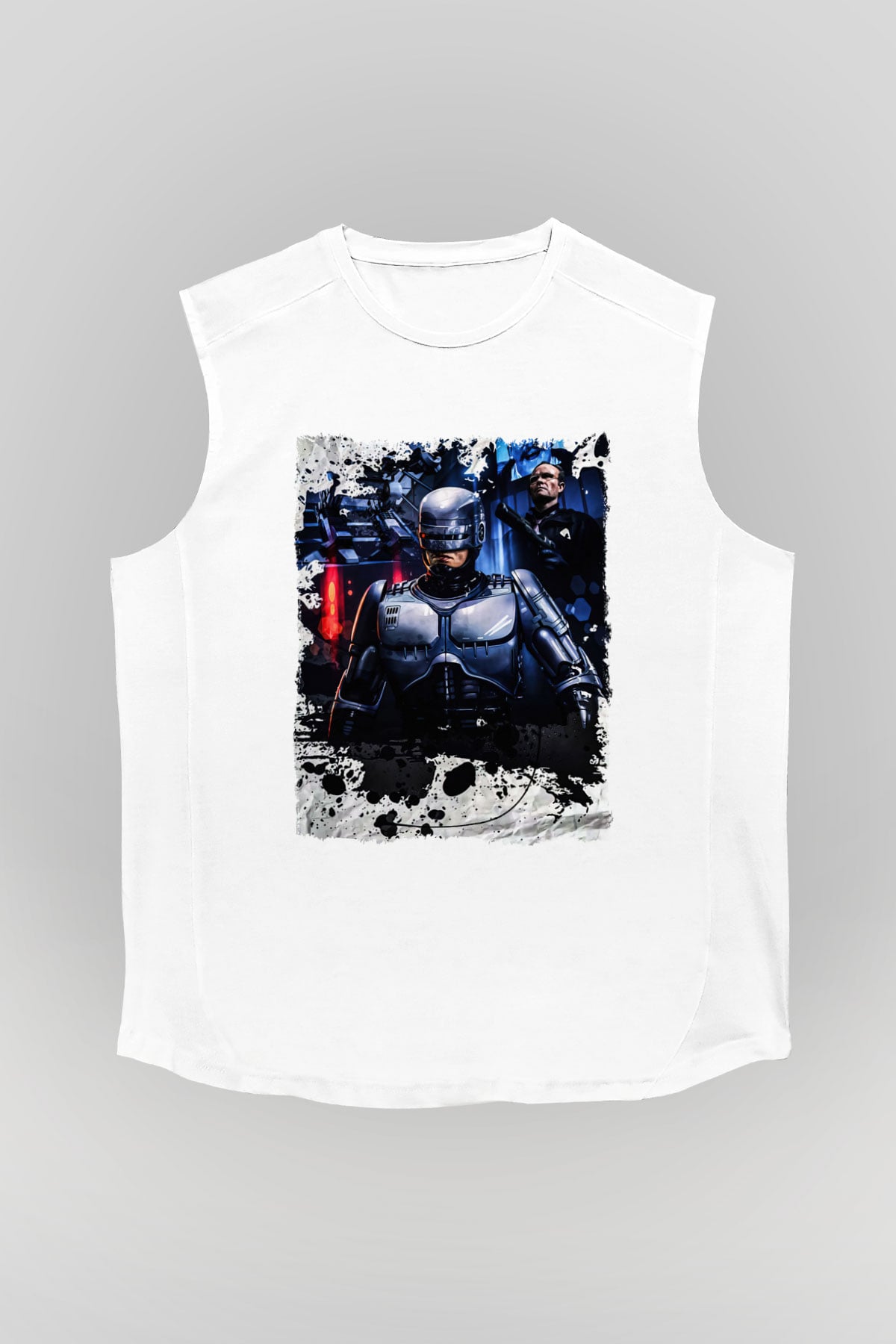 RoboCop Beyaz Unisex Kolsuz Tişört