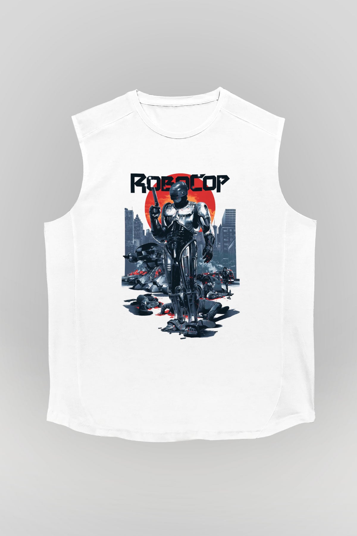 RoboCop Beyaz Unisex Kolsuz Tişört