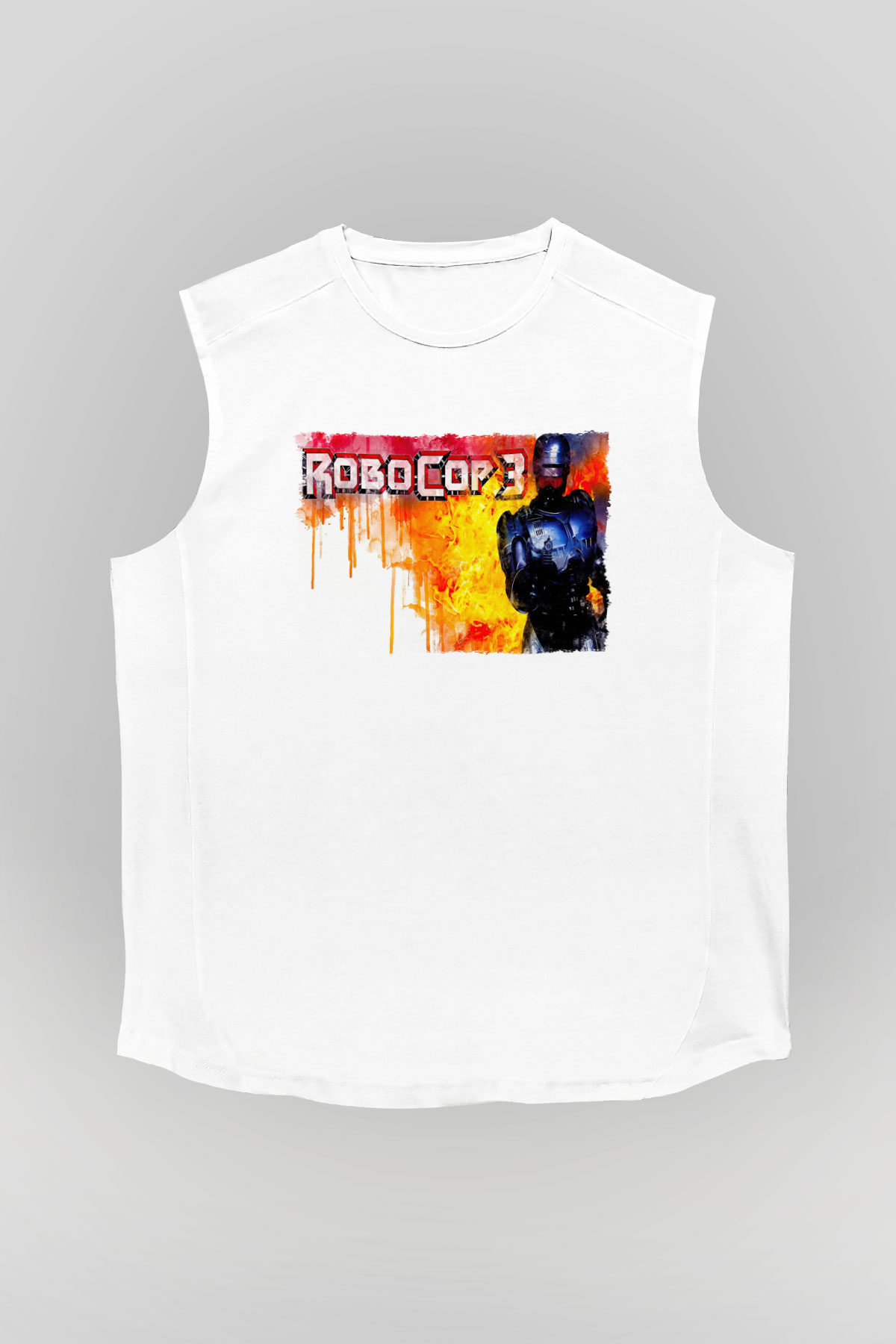 RoboCop Beyaz Unisex Kolsuz Tişört