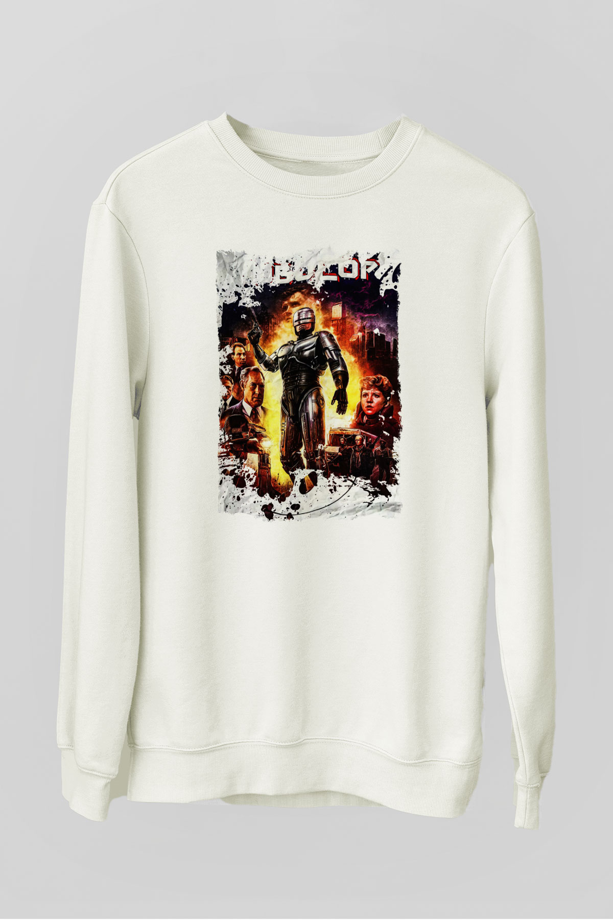 RoboCop Beyaz Unisex Sweatshirt