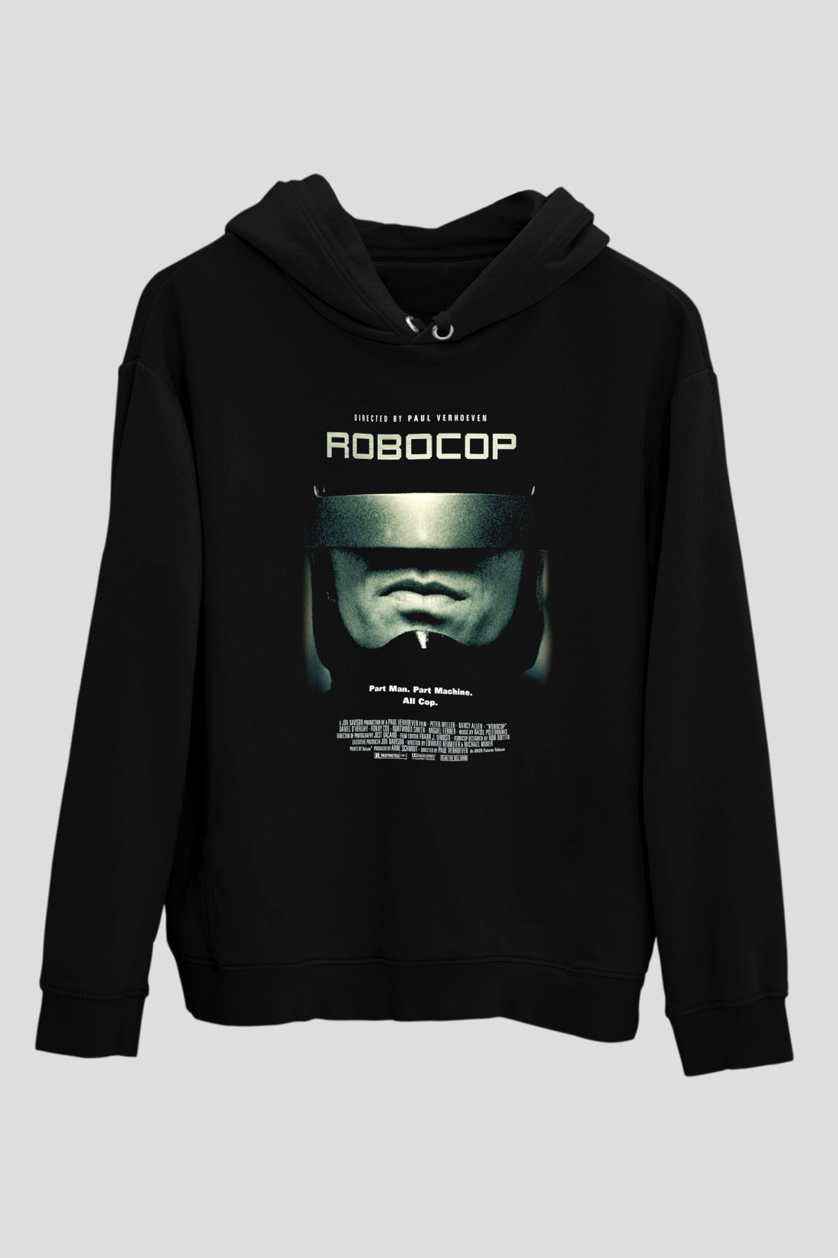 RoboCop Siyah Unisex Kapşonlu Sweatshirt