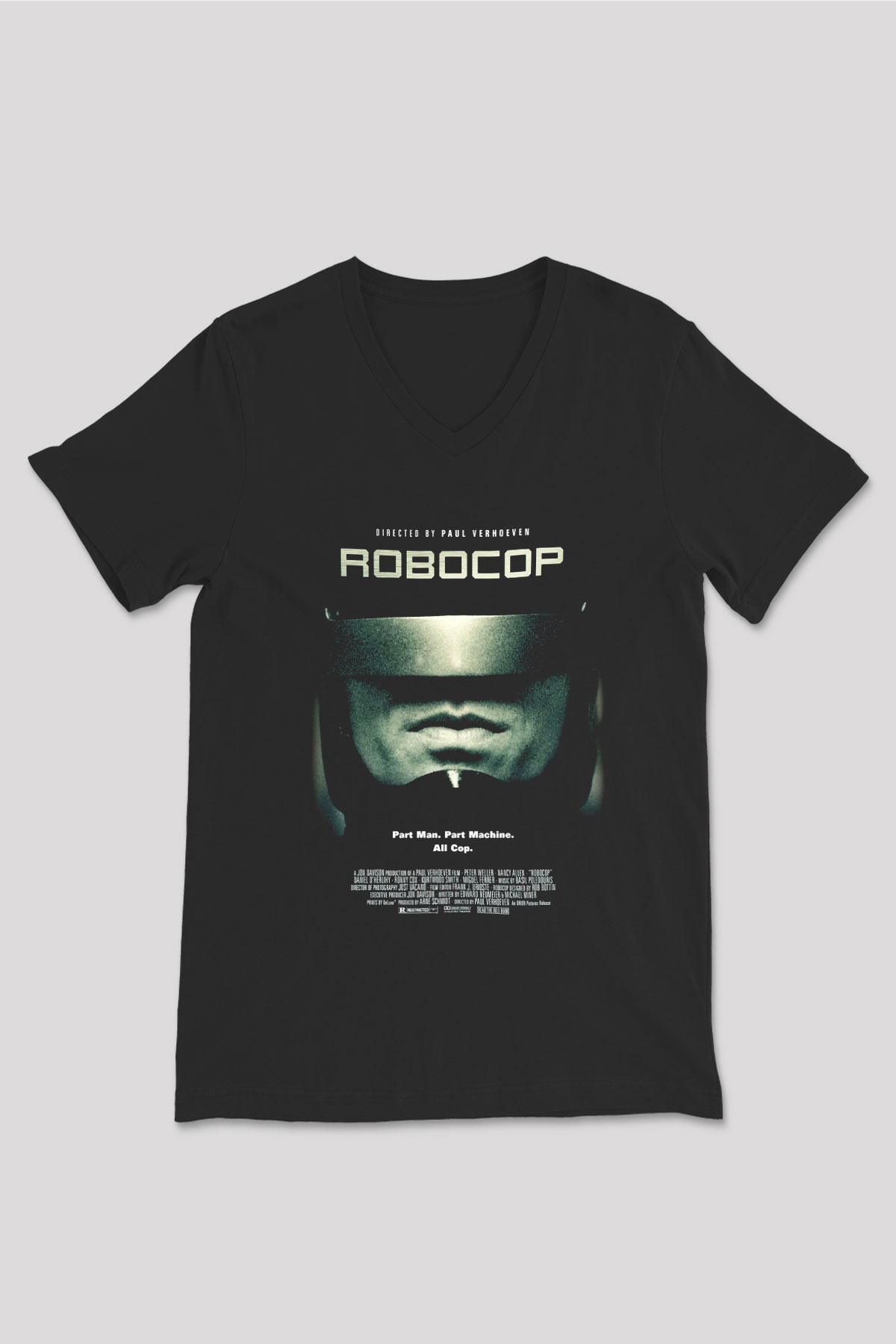 RoboCop Siyah Unisex V Yaka Tişört T-Shirt