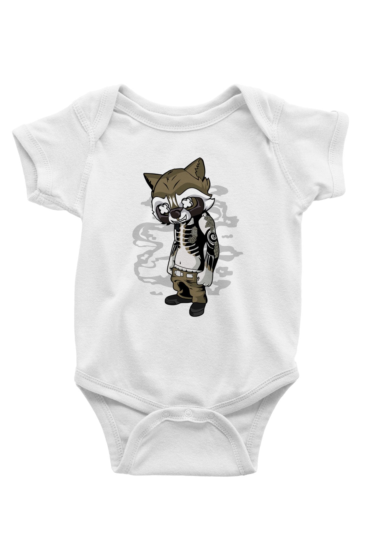 Rocket Gangster Baskılı Beyaz Unisex Bebek Body - Zıbın