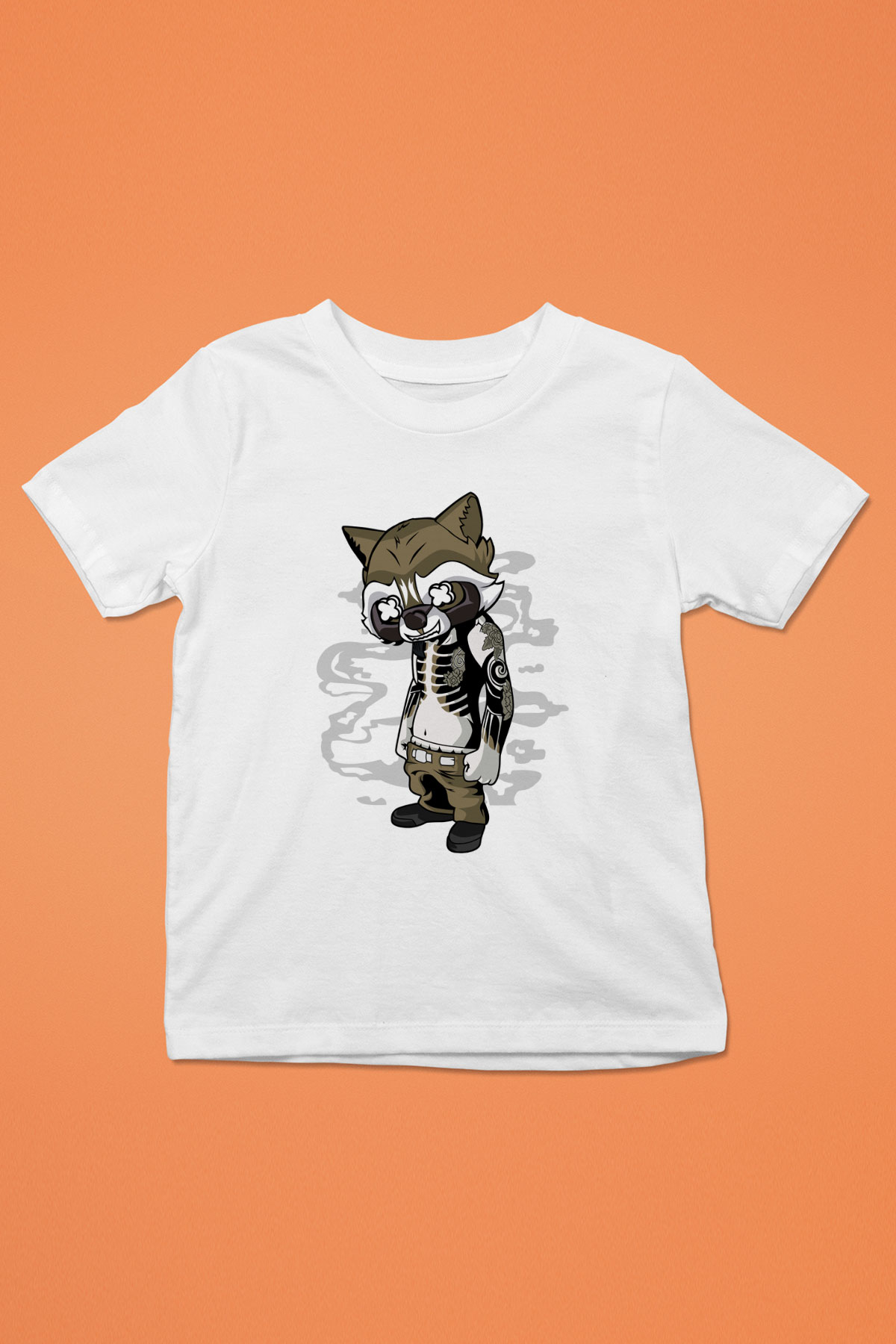 Rocket Gangster Baskılı Beyaz Unisex Çocuk Tişört