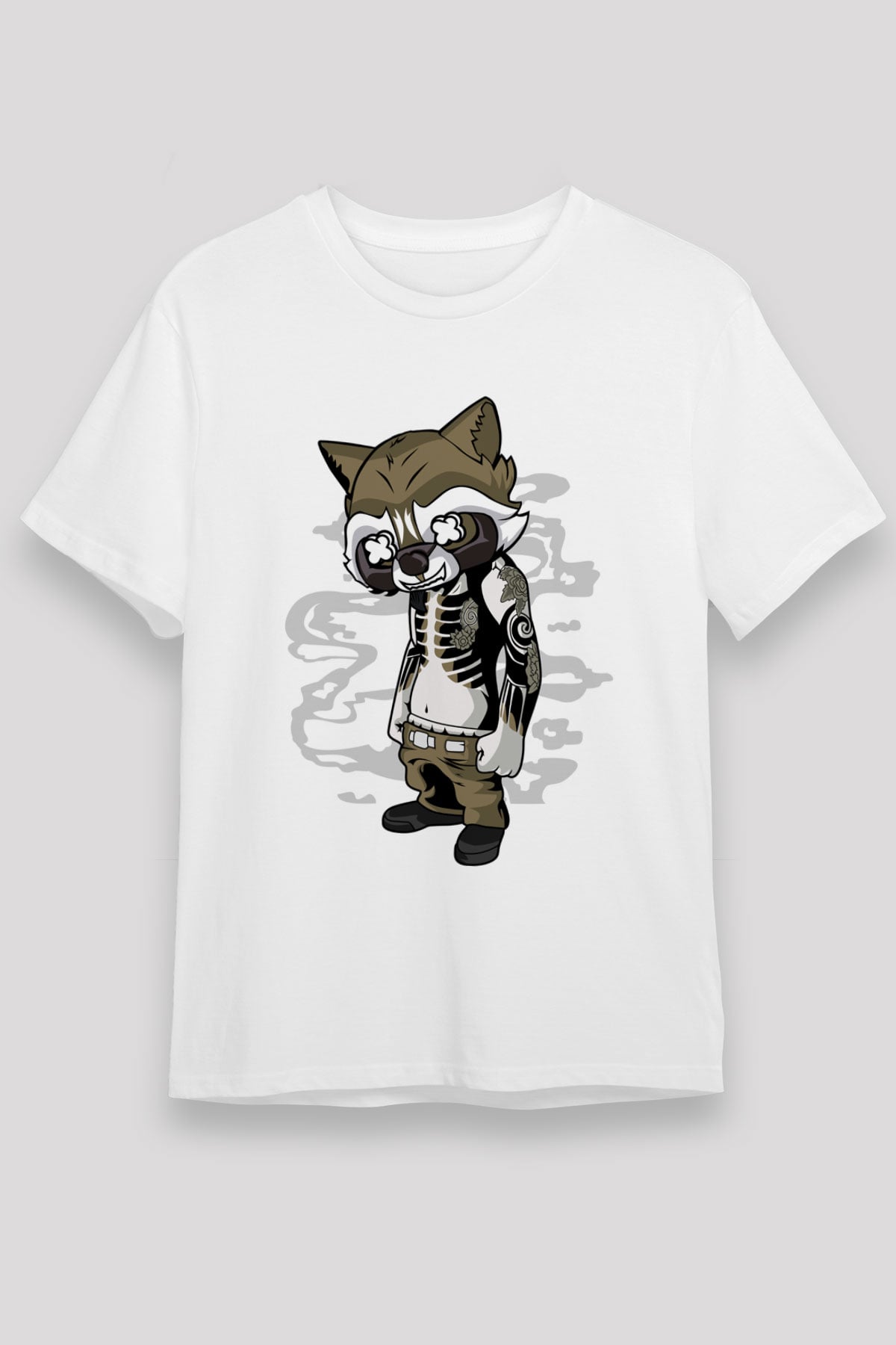 Rocket Gangster Baskılı Beyaz Unisex Tişört