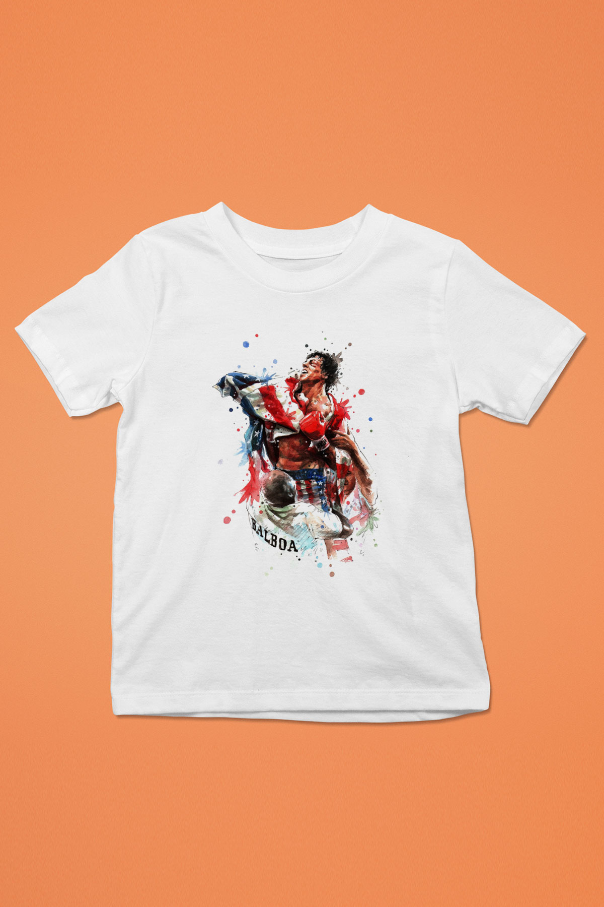 Rocky Baskılı Beyaz Unisex Çocuk Tişört