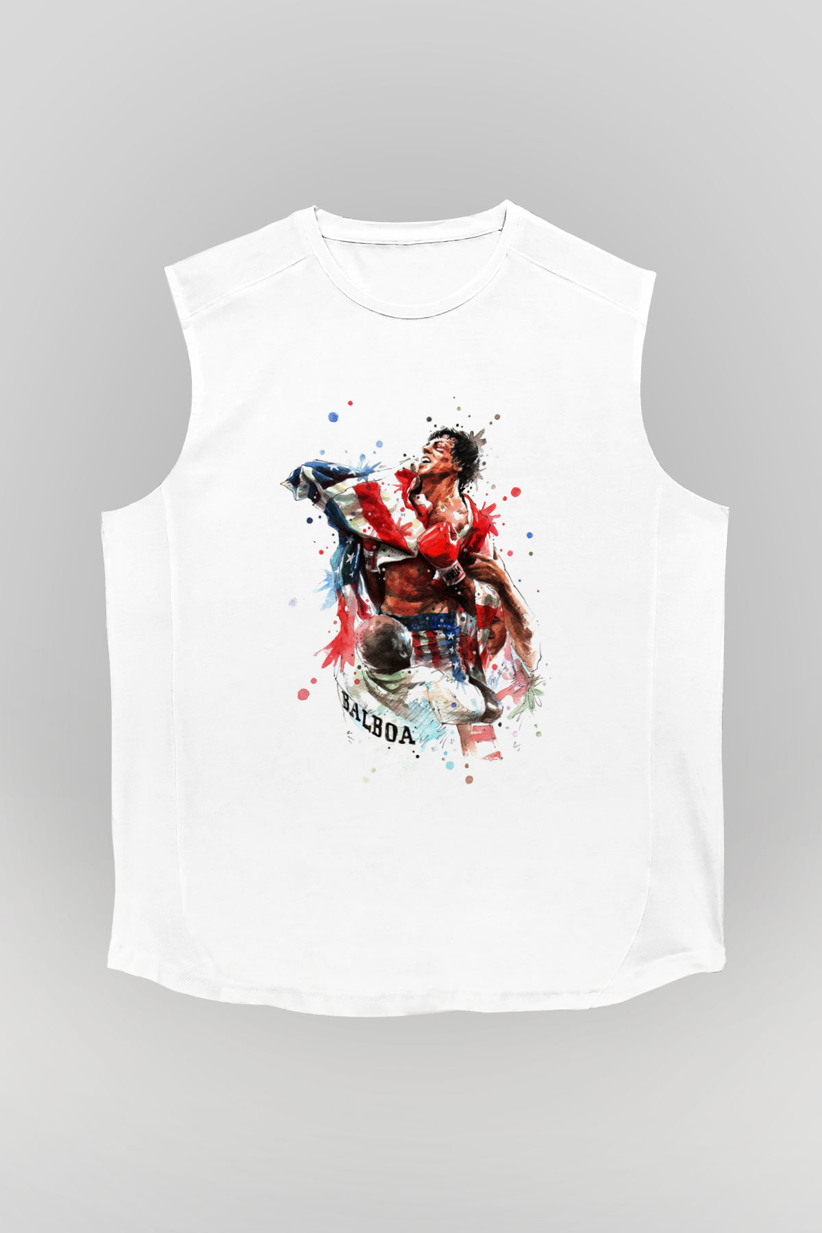 Rocky Beyaz Unisex Kolsuz Tişört