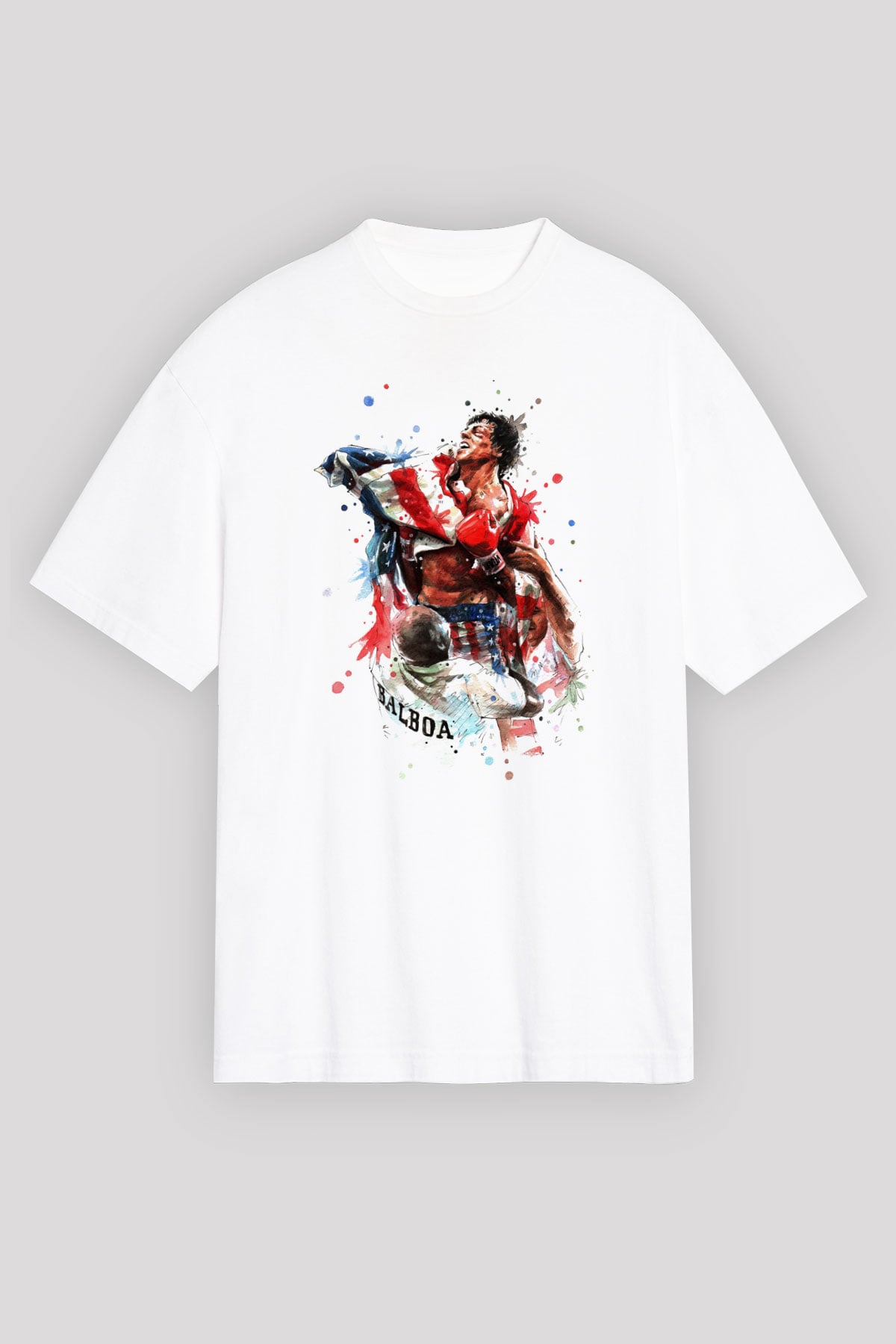 Rocky Beyaz Unisex Oversize Tişört T-Shirt