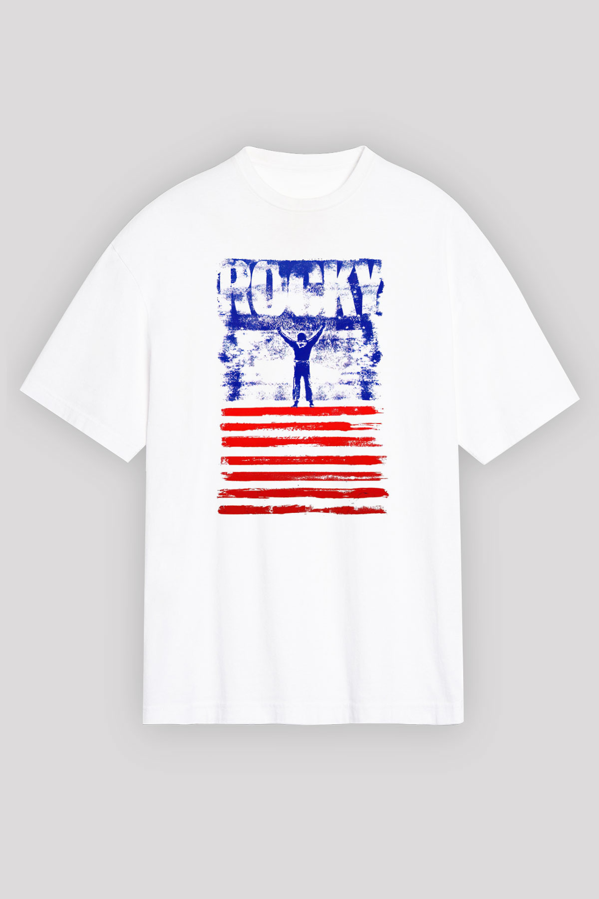 Rocky Beyaz Unisex Oversize Tişört T-Shirt