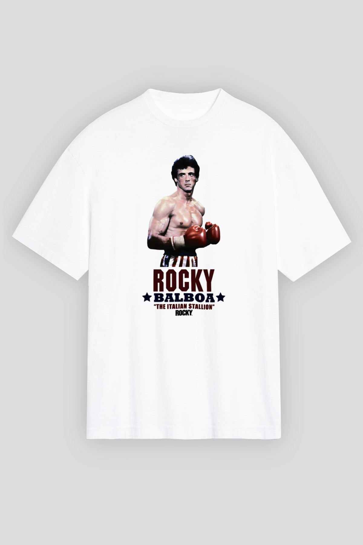 Rocky Beyaz Unisex Oversize Tişört T-Shirt