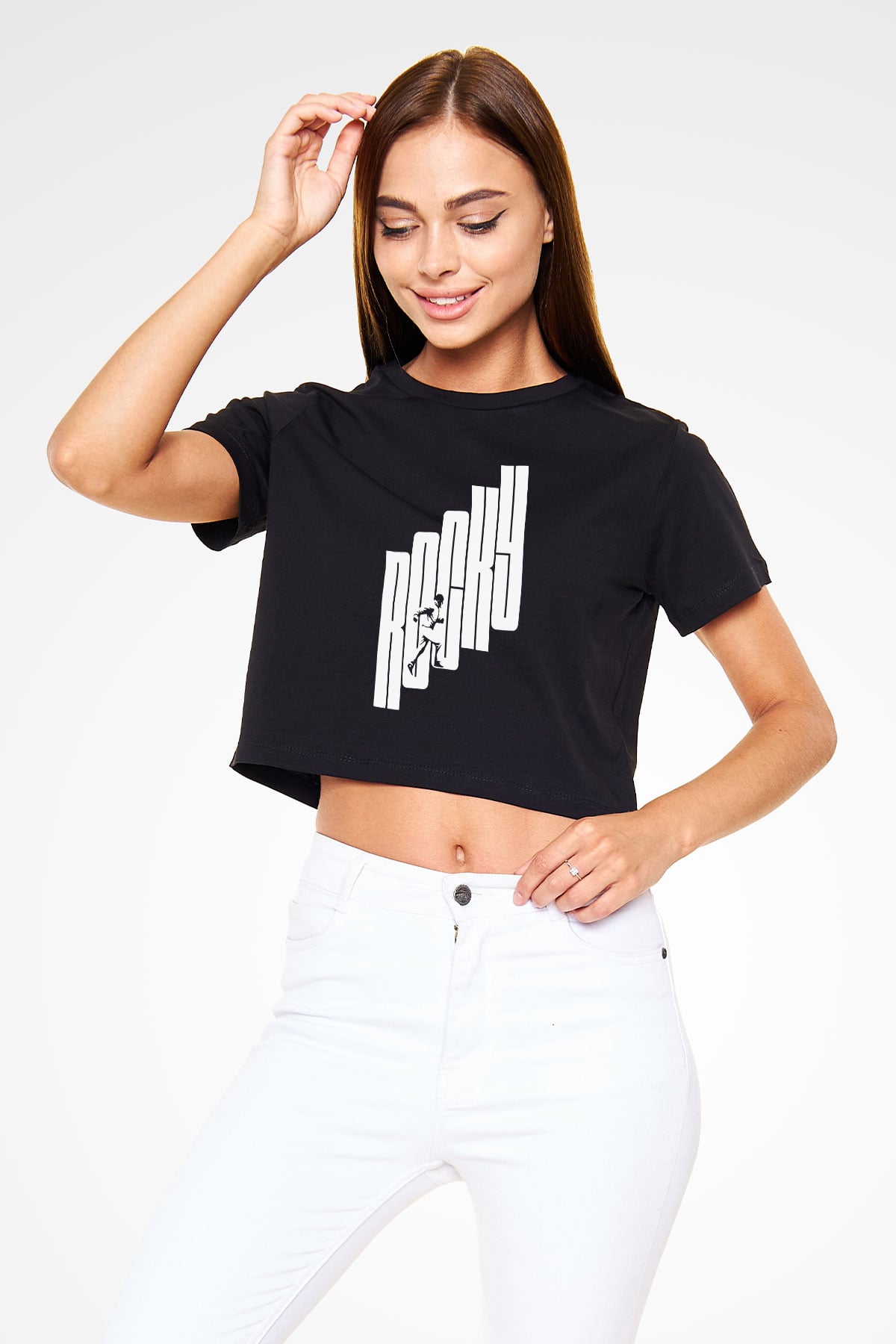 Rocky Siyah Crop Top Tişört