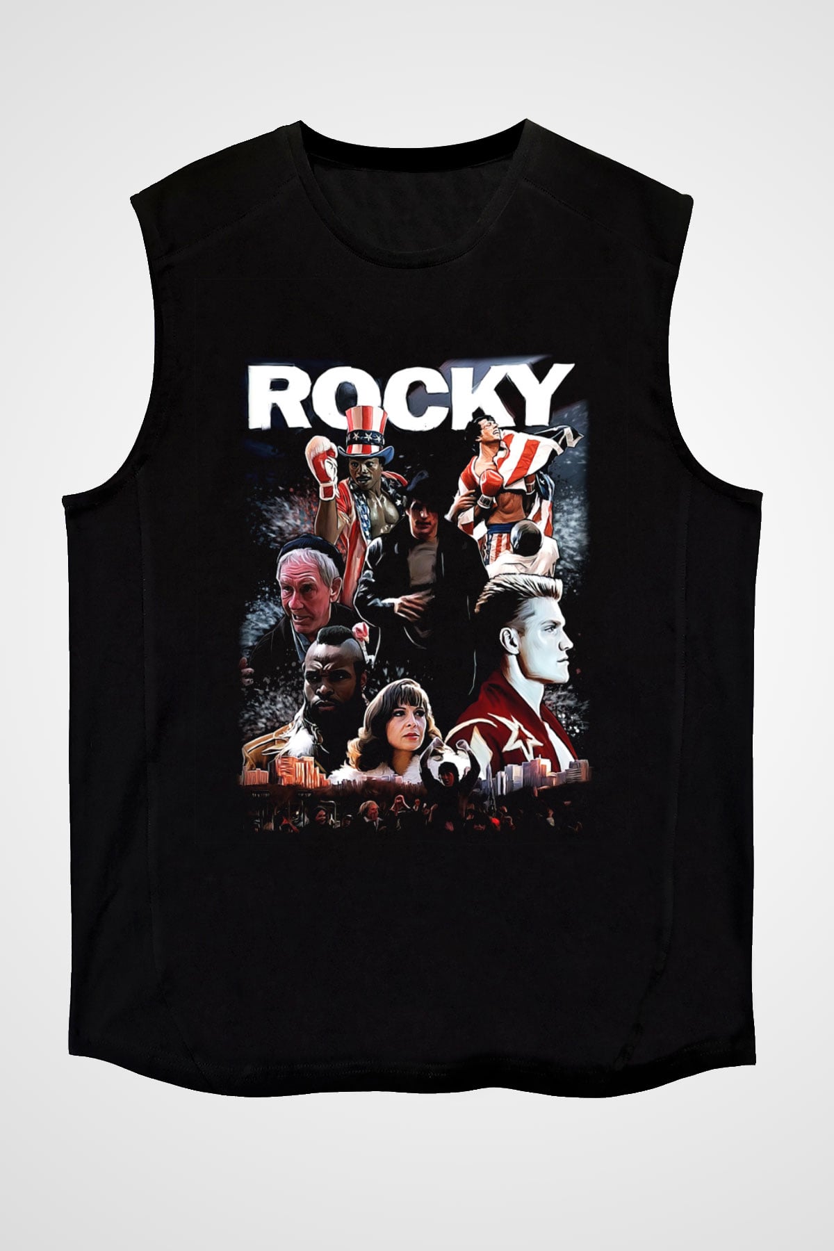 Rocky Siyah Unisex Kolsuz Tişört